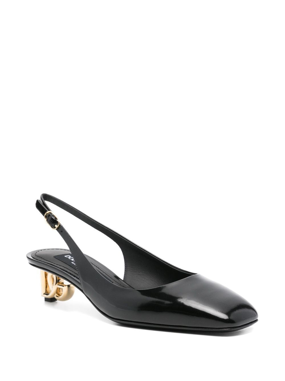 LOGO-HEEL PATENT LEATHER SLINGBACK PUMPS