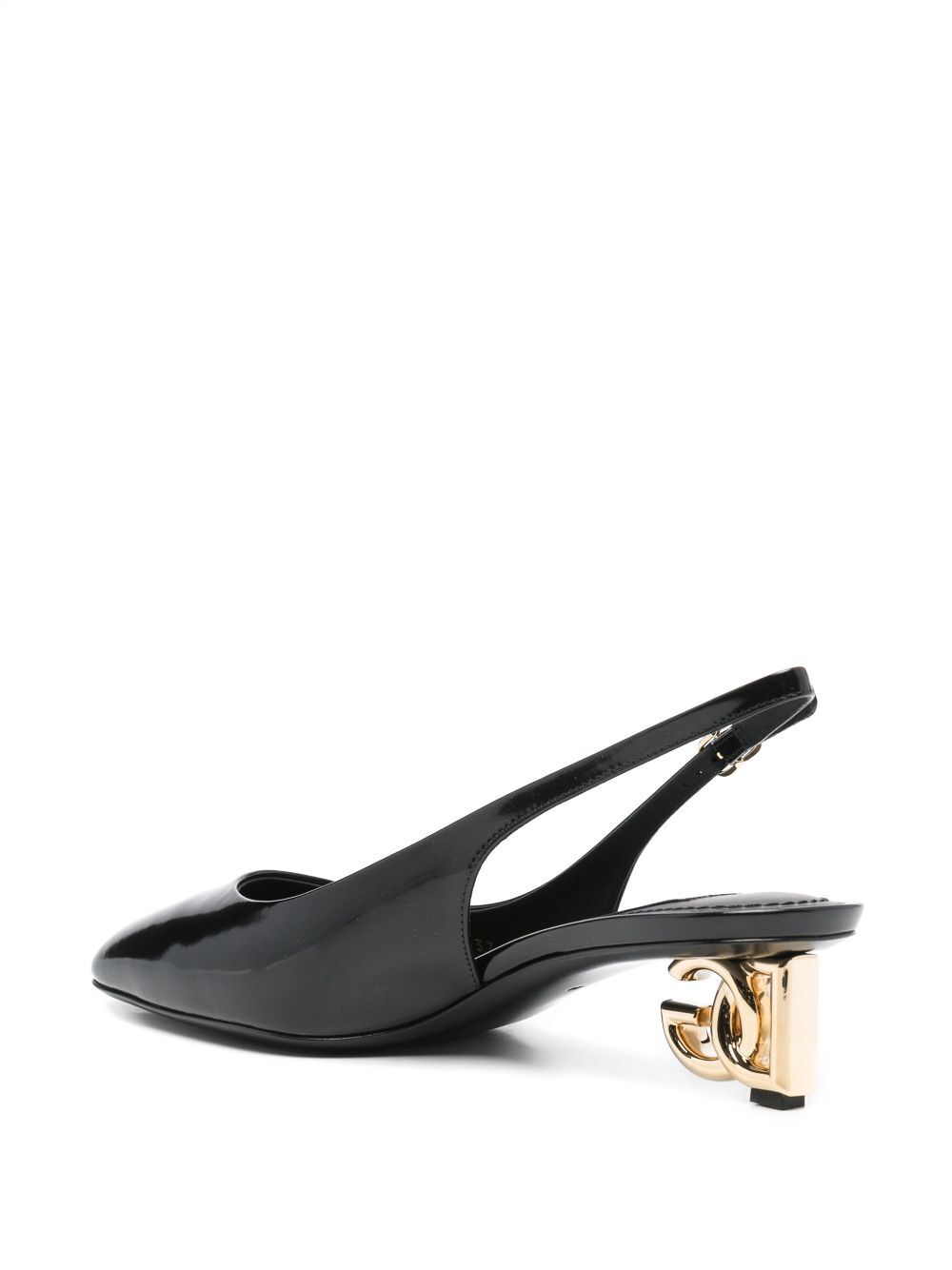 LOGO-HEEL PATENT LEATHER SLINGBACK PUMPS