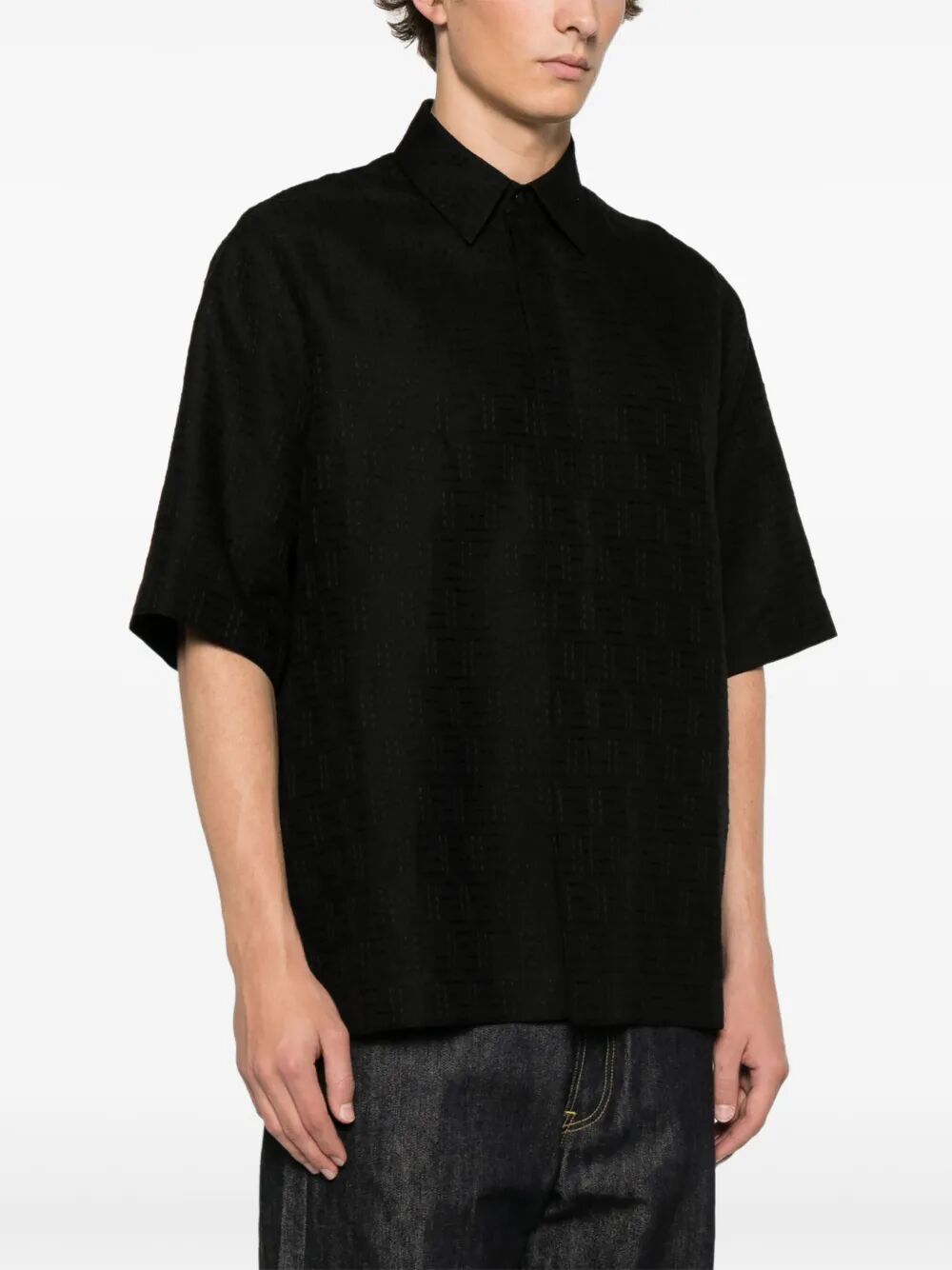 LINEN FF JACQUARD OVERSIZE SHIRT