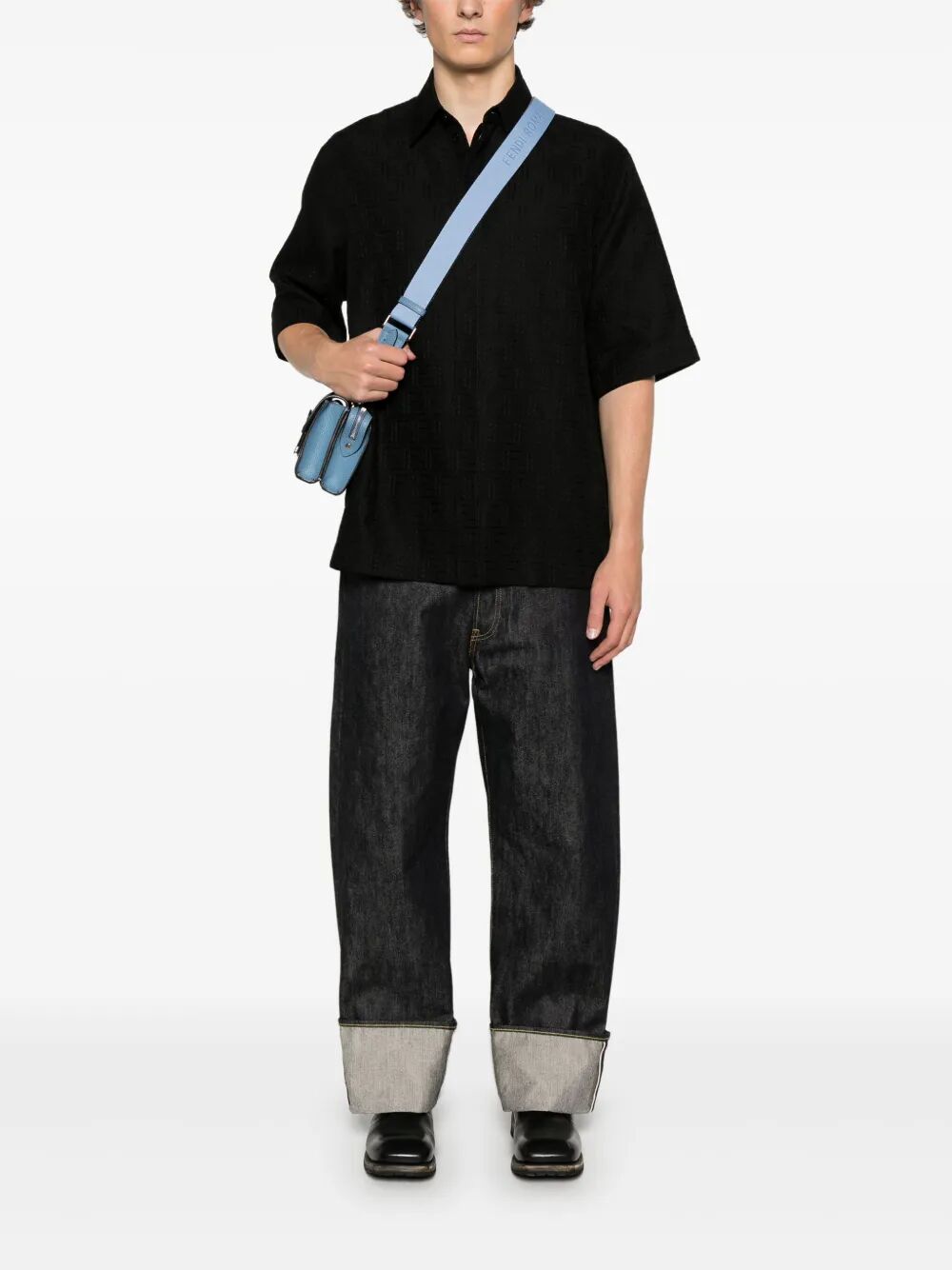 LINEN FF JACQUARD OVERSIZE SHIRT