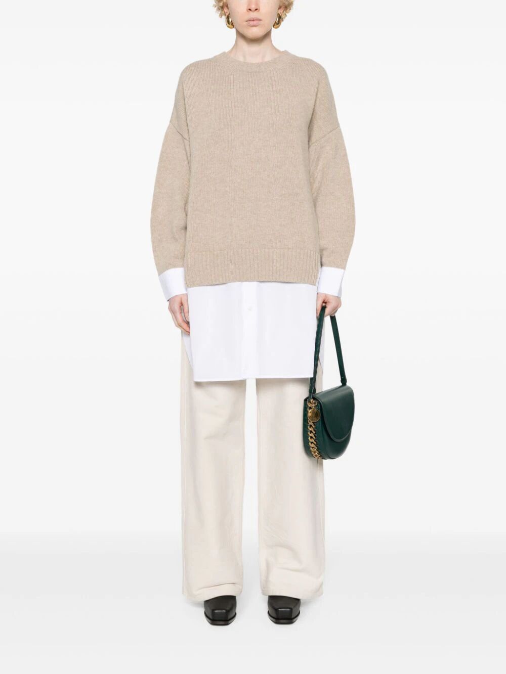 MAGLIONE STRATIFICATO IN LANA E COTONE