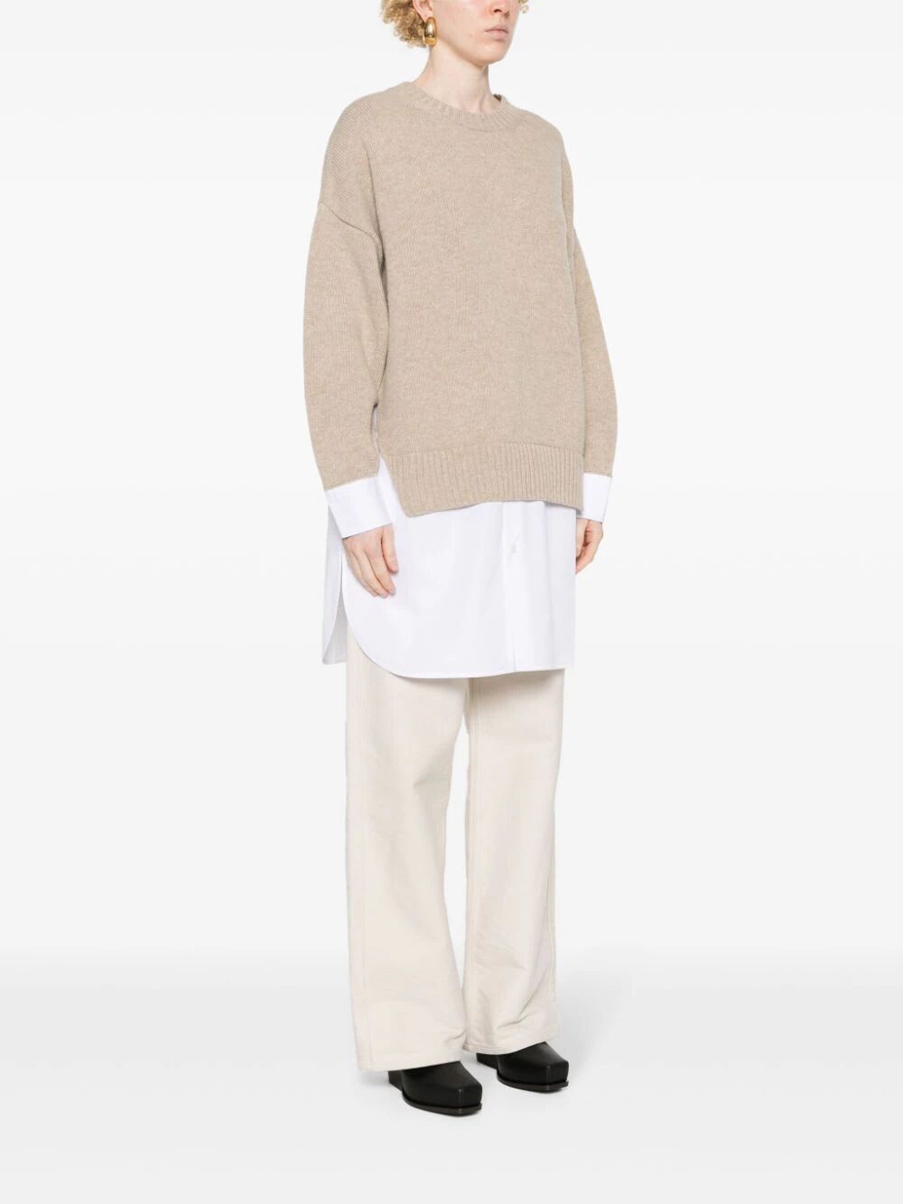 MAGLIONE STRATIFICATO IN LANA E COTONE