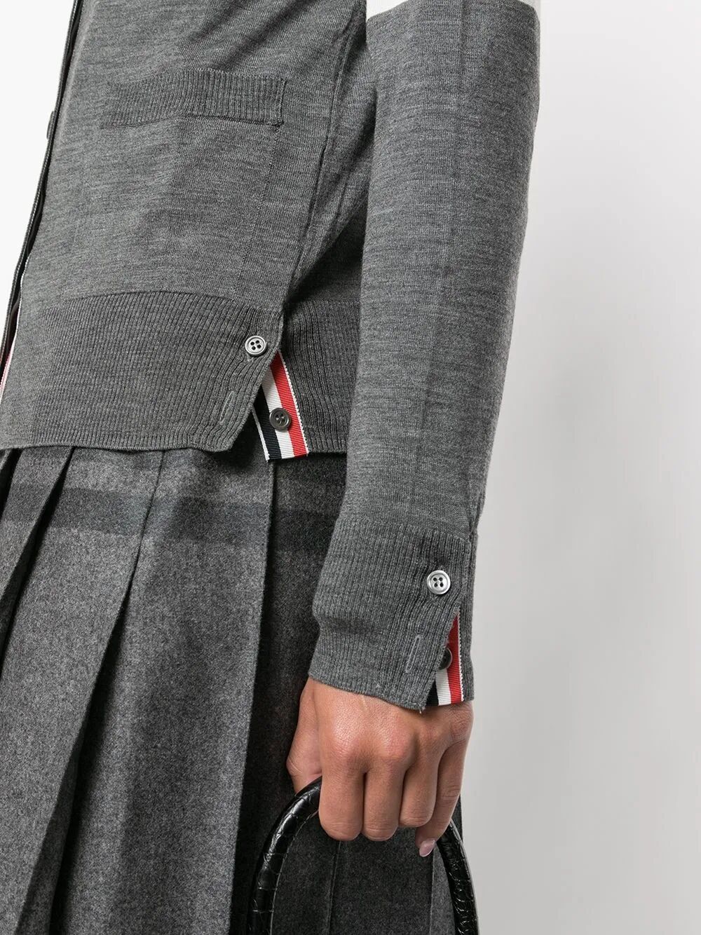 WOOL 4-BAR RELAXED V-NECK CARDIGAN