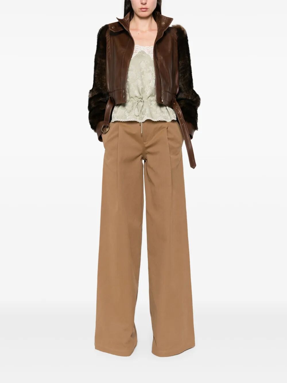HIGH-RISE AND WIDE-LEG COTTON CANVAS TROUSERS