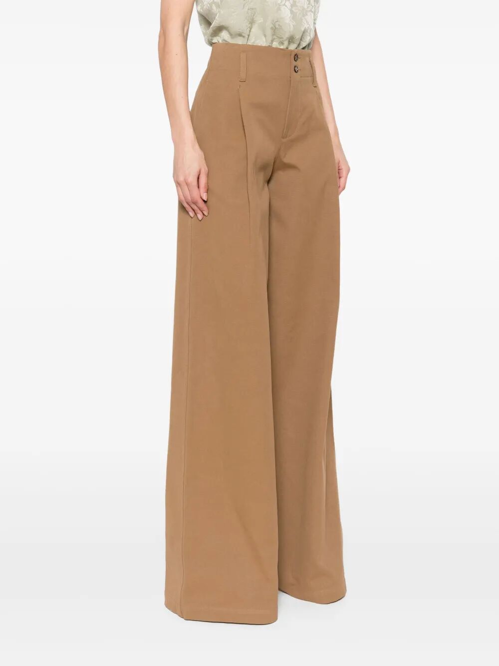 HIGH-RISE AND WIDE-LEG COTTON CANVAS TROUSERS