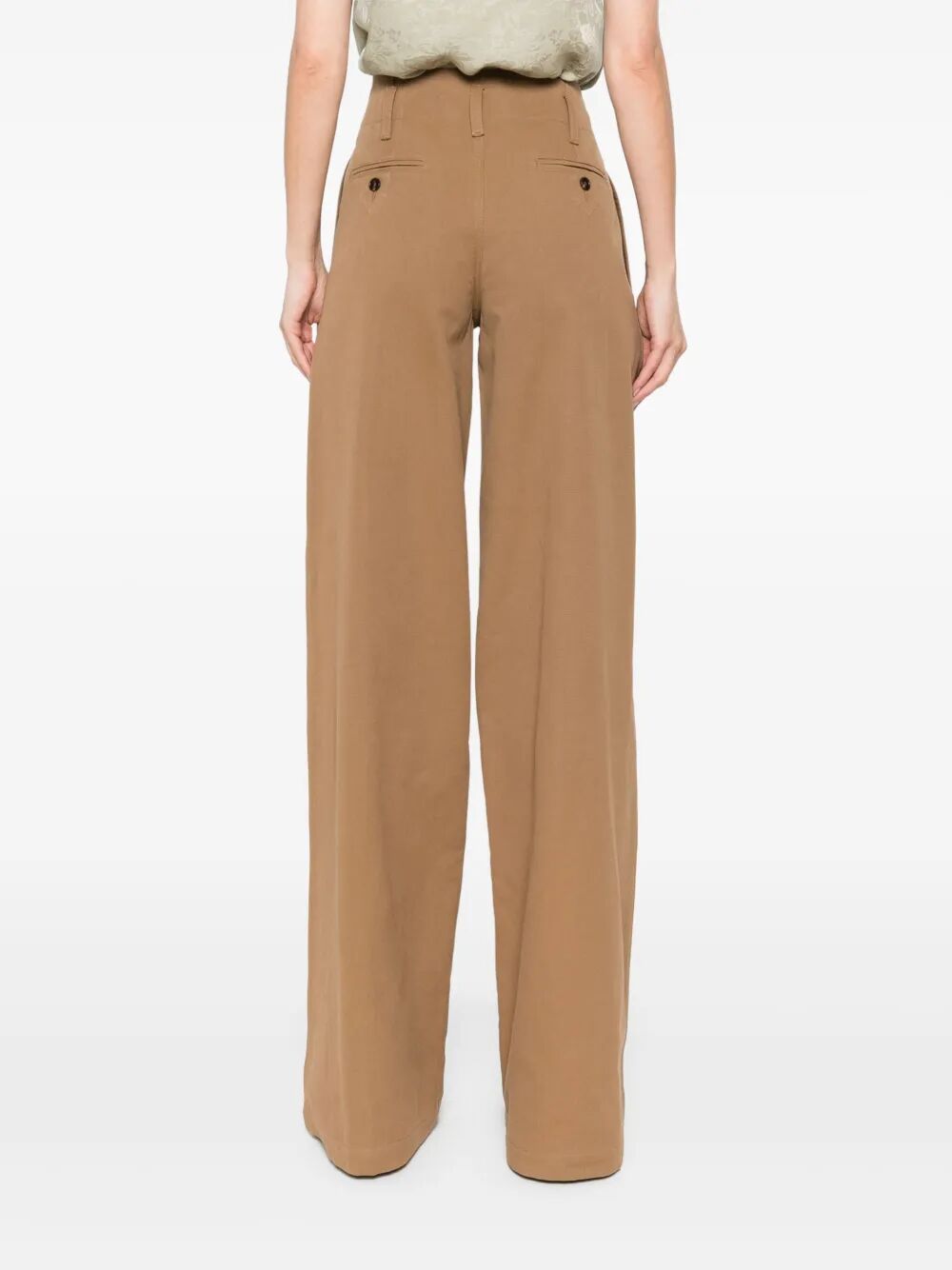 HIGH-RISE AND WIDE-LEG COTTON CANVAS TROUSERS