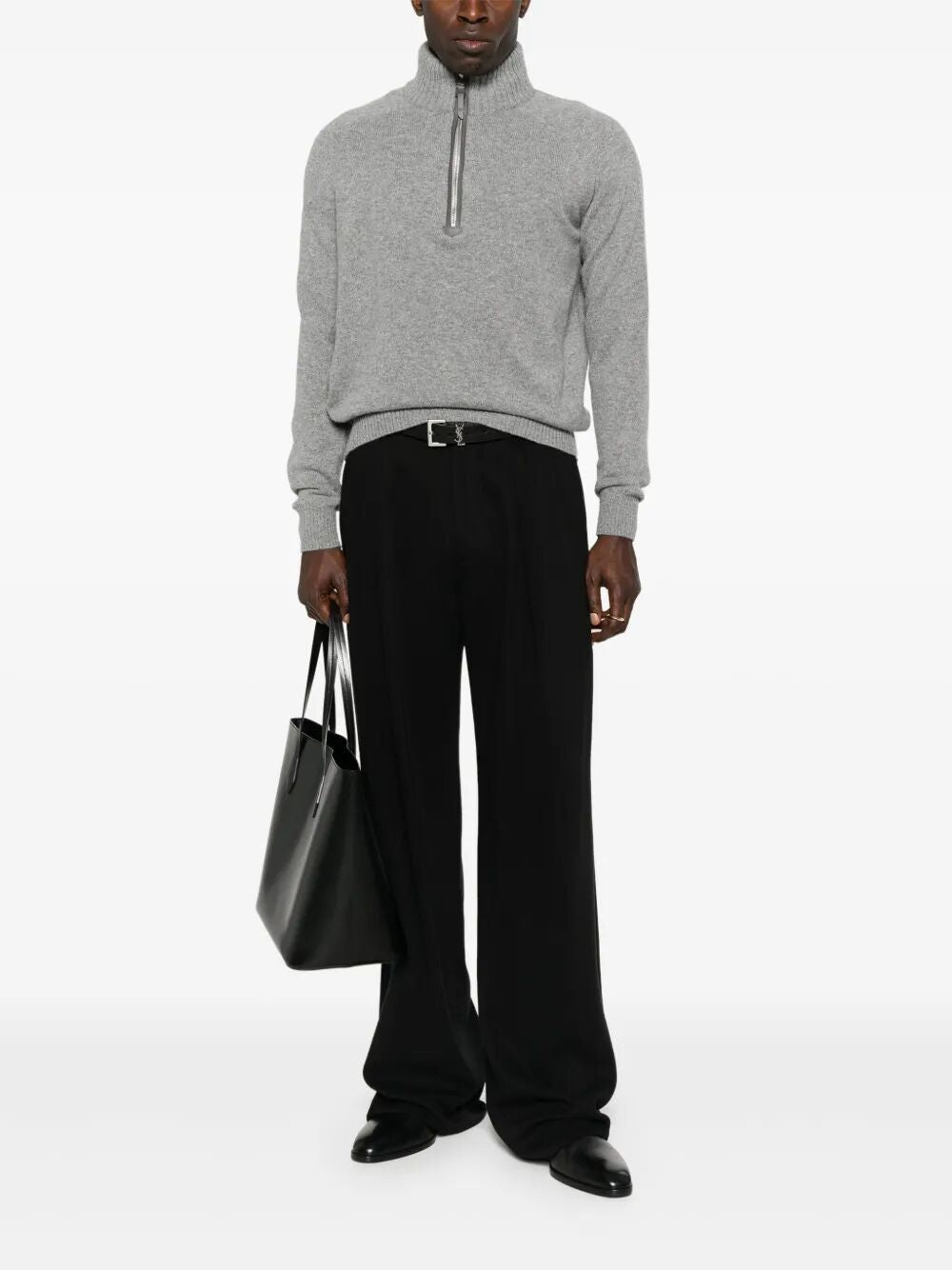 CASHMERE LAMBSWOOL HALF ZIP SWEATER