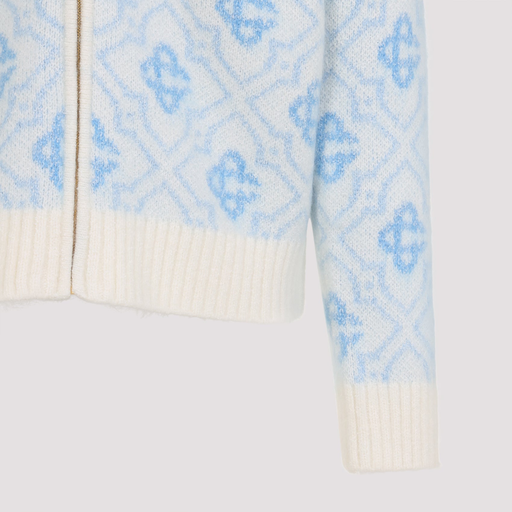 Monogram Zip Up Sweater