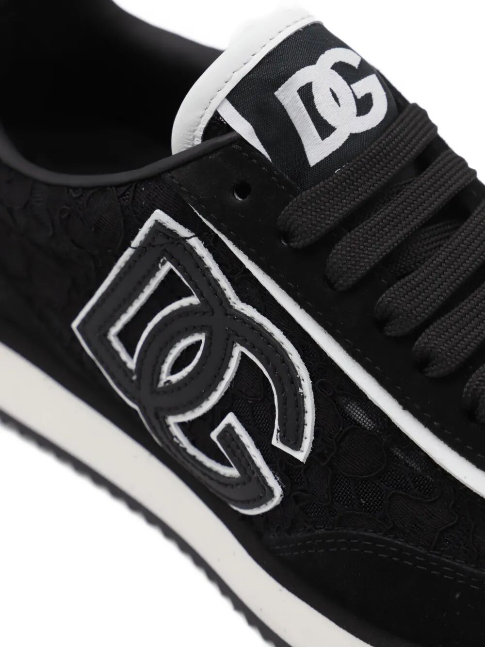 DG CUSHION LACE-DETAILED SUEDE SNEAKERS