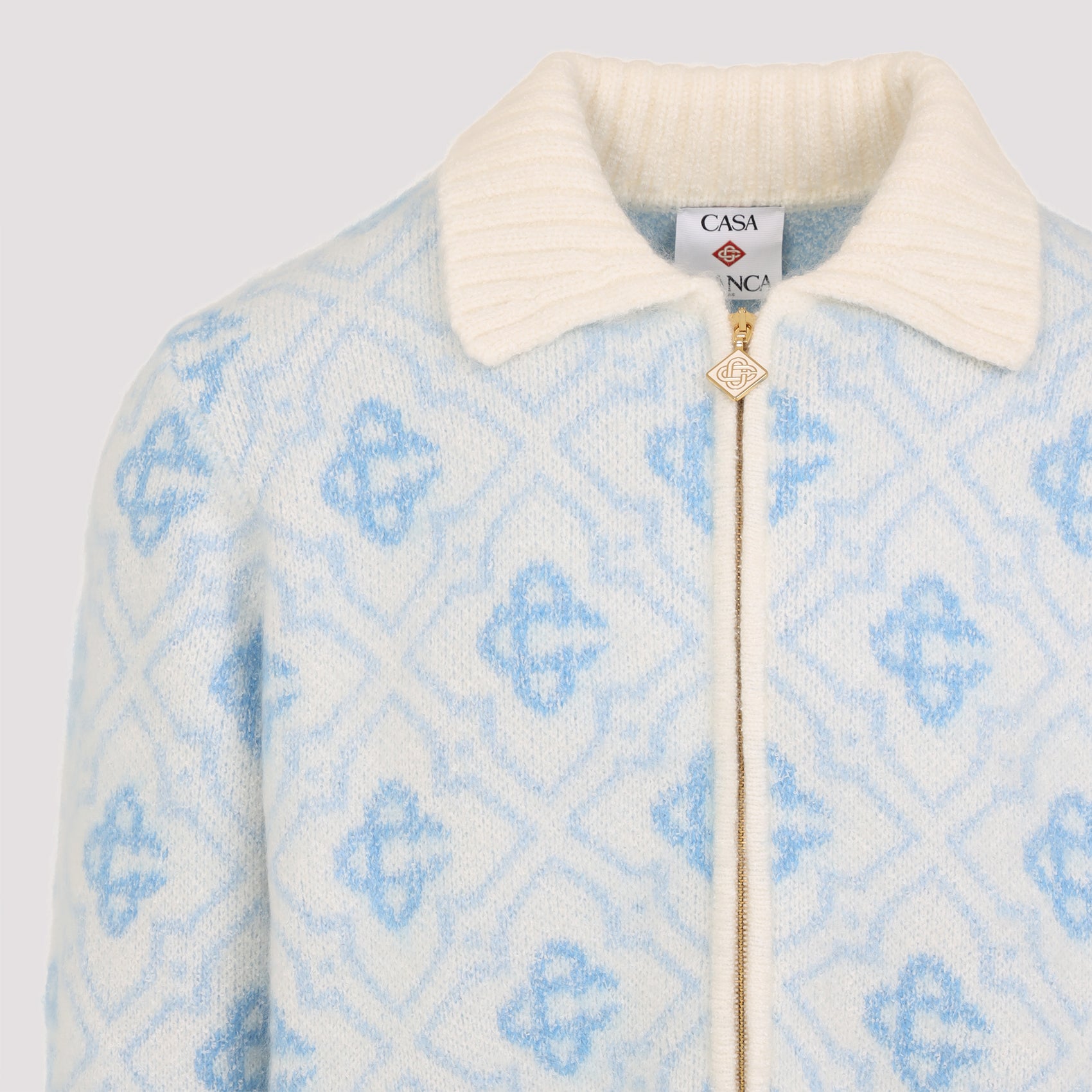 Monogram Zip Up Sweater