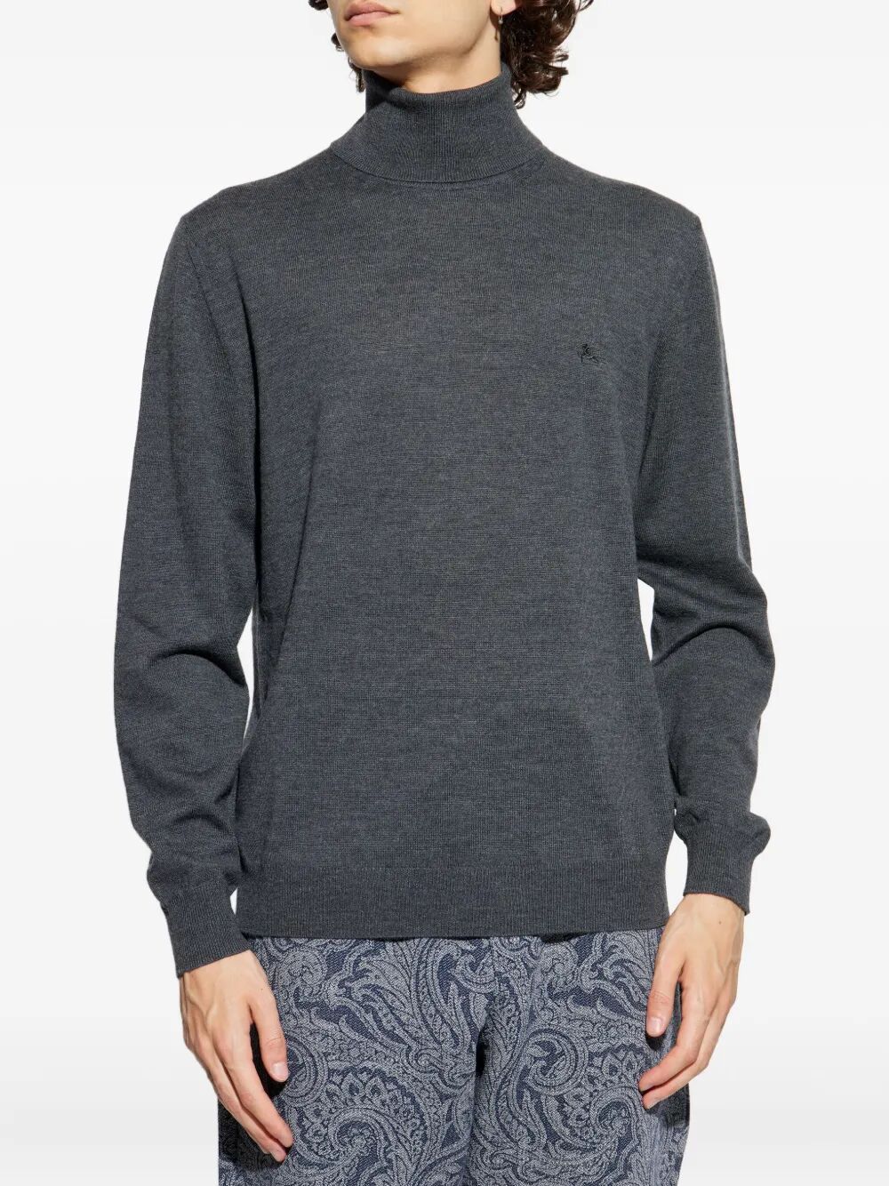 LOGO-EMBROIDERED WOOL TURTLENECK SWEATER