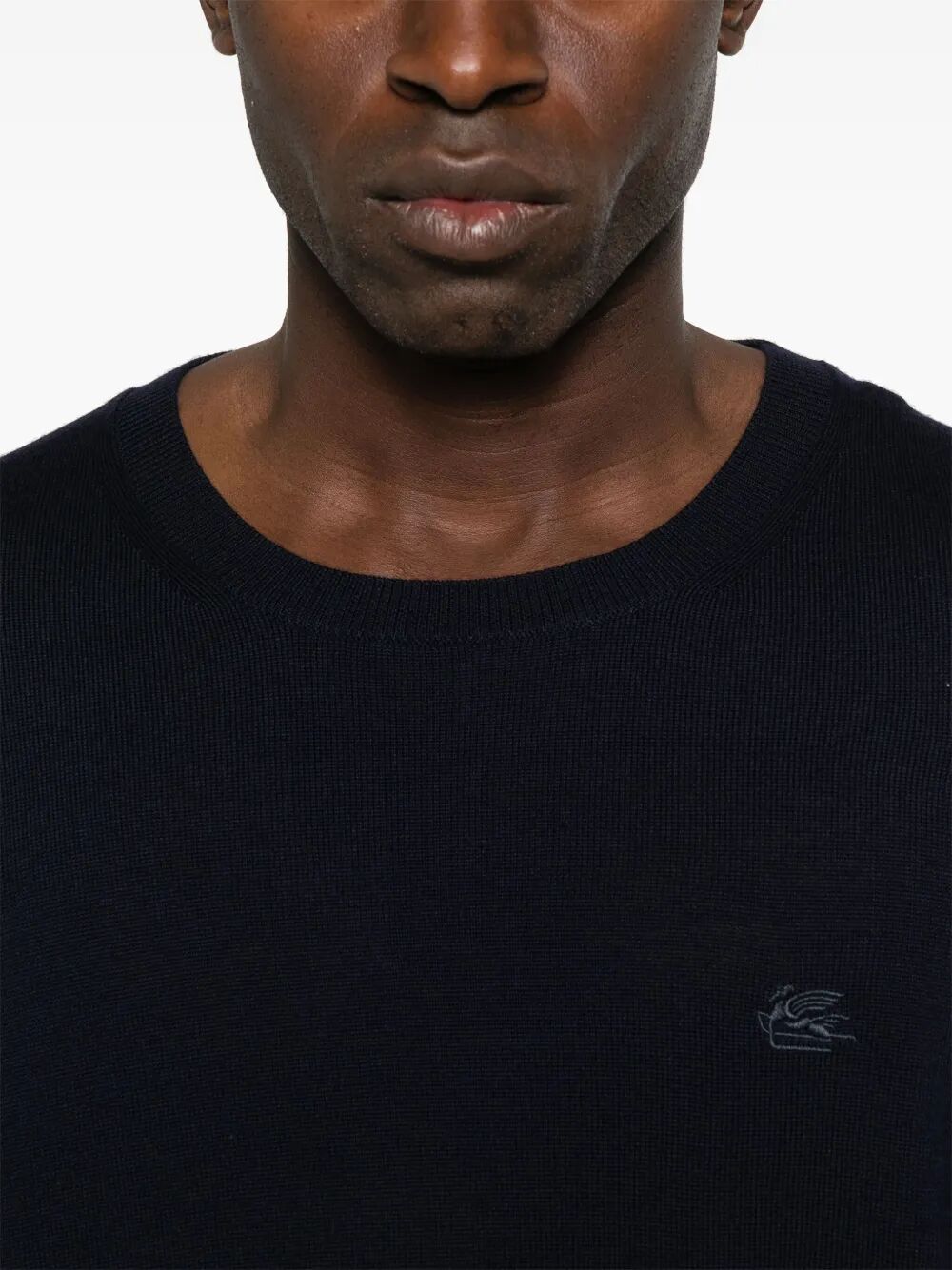 EMBROIDERED-LOGO WOOL CREW NECK SWEATER