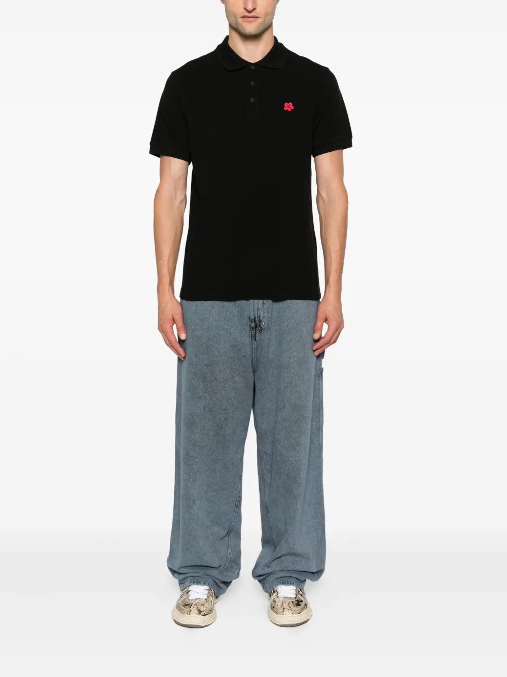 GOTS BOKE FLOWER SLIM FIT COTTON POLO SHIRT