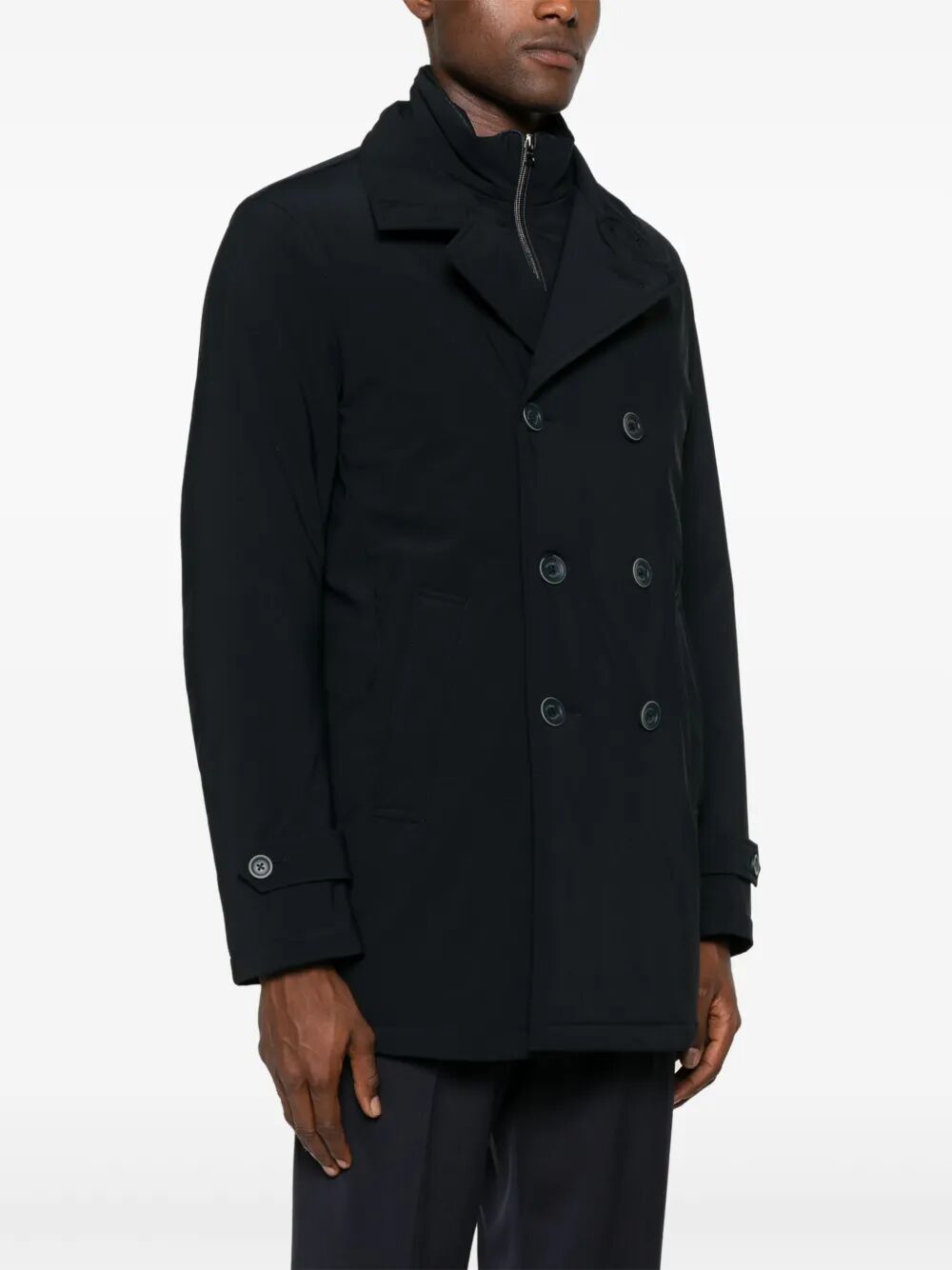 DOUBLE-BREASTED NYLON DOWN JACKET