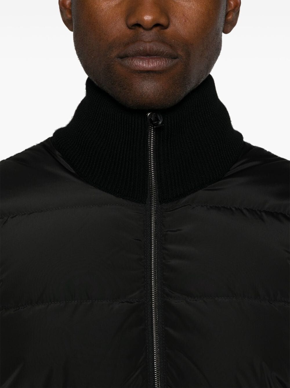 NYLON AND WOOL PADDED CARDIGAN