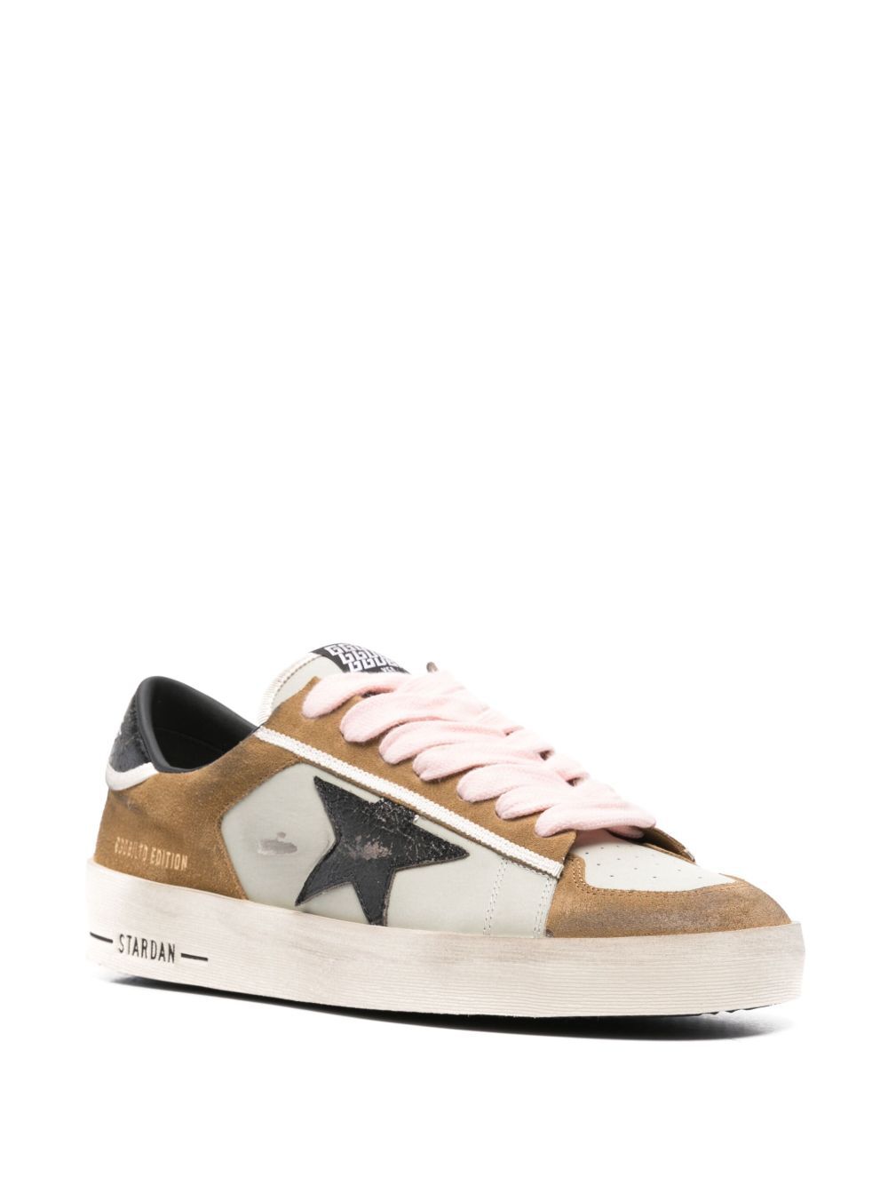 STARDAN TWO-TONE DISTRESSED FINISH SNEAKERS IN LEATHER AND SUEDE