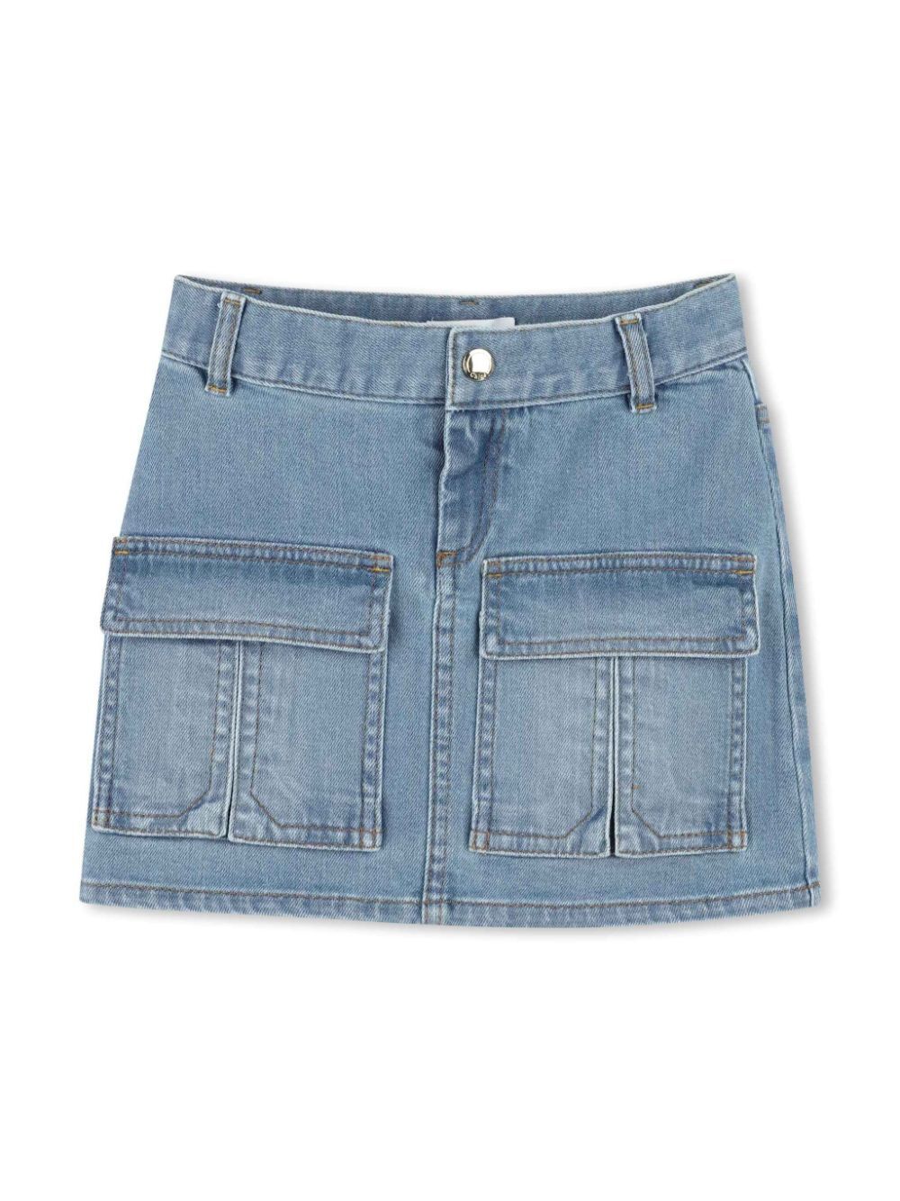 PATCH POCKETS DENIM SKIRT
