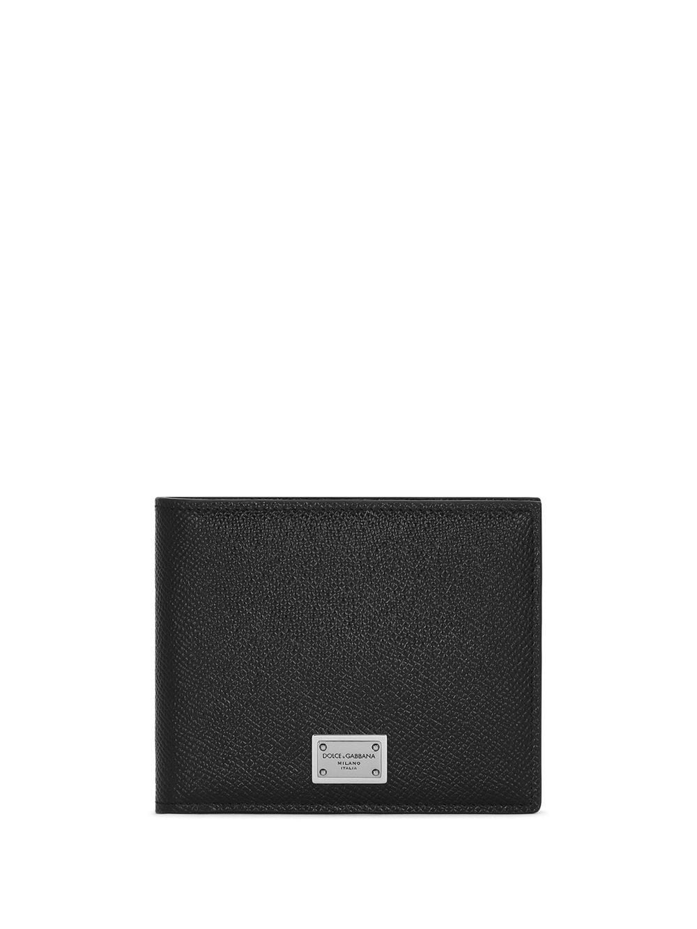 CALFSKIN BI-FOLD WALLET WITH COIN POCKET AND LOGO TAG