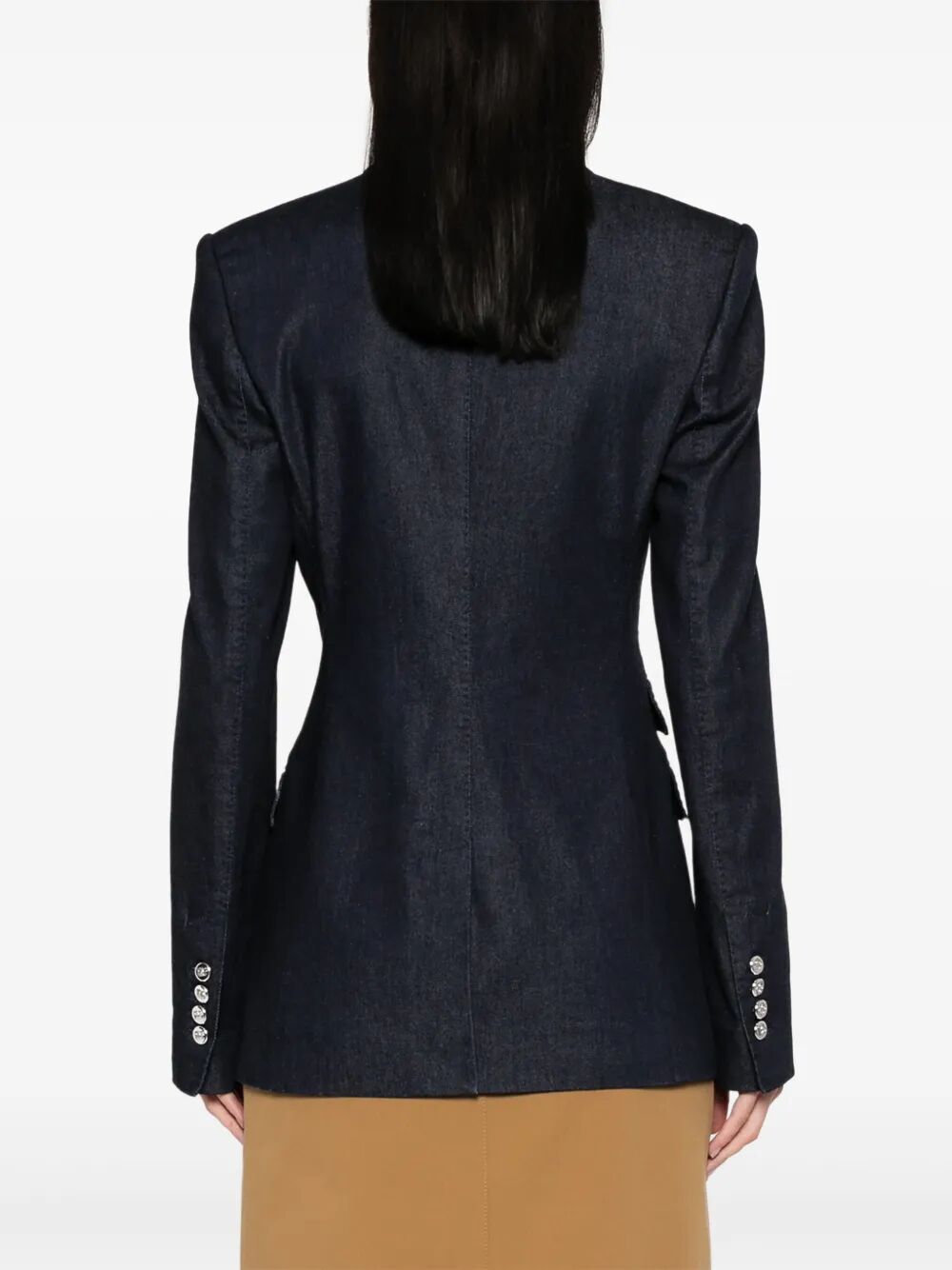 SINGLE-BREASTED DENIM AND SILK TURLINGTON JACKET