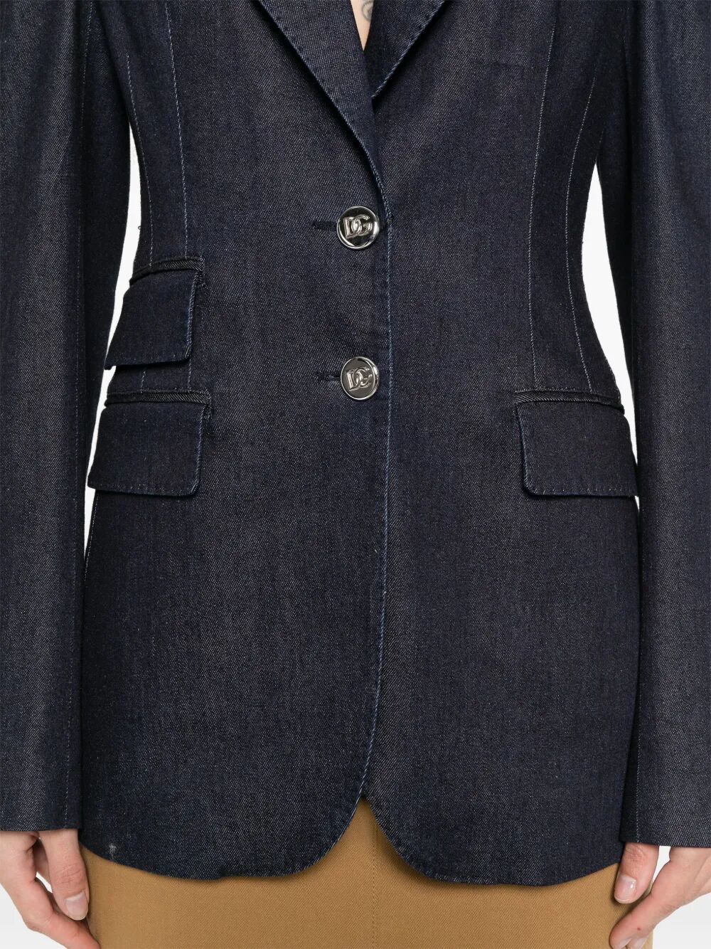 SINGLE-BREASTED DENIM AND SILK TURLINGTON JACKET