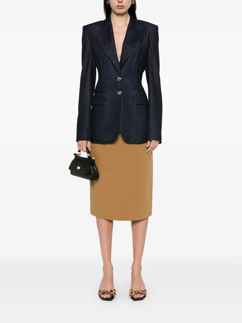 SINGLE-BREASTED DENIM AND SILK TURLINGTON JACKET