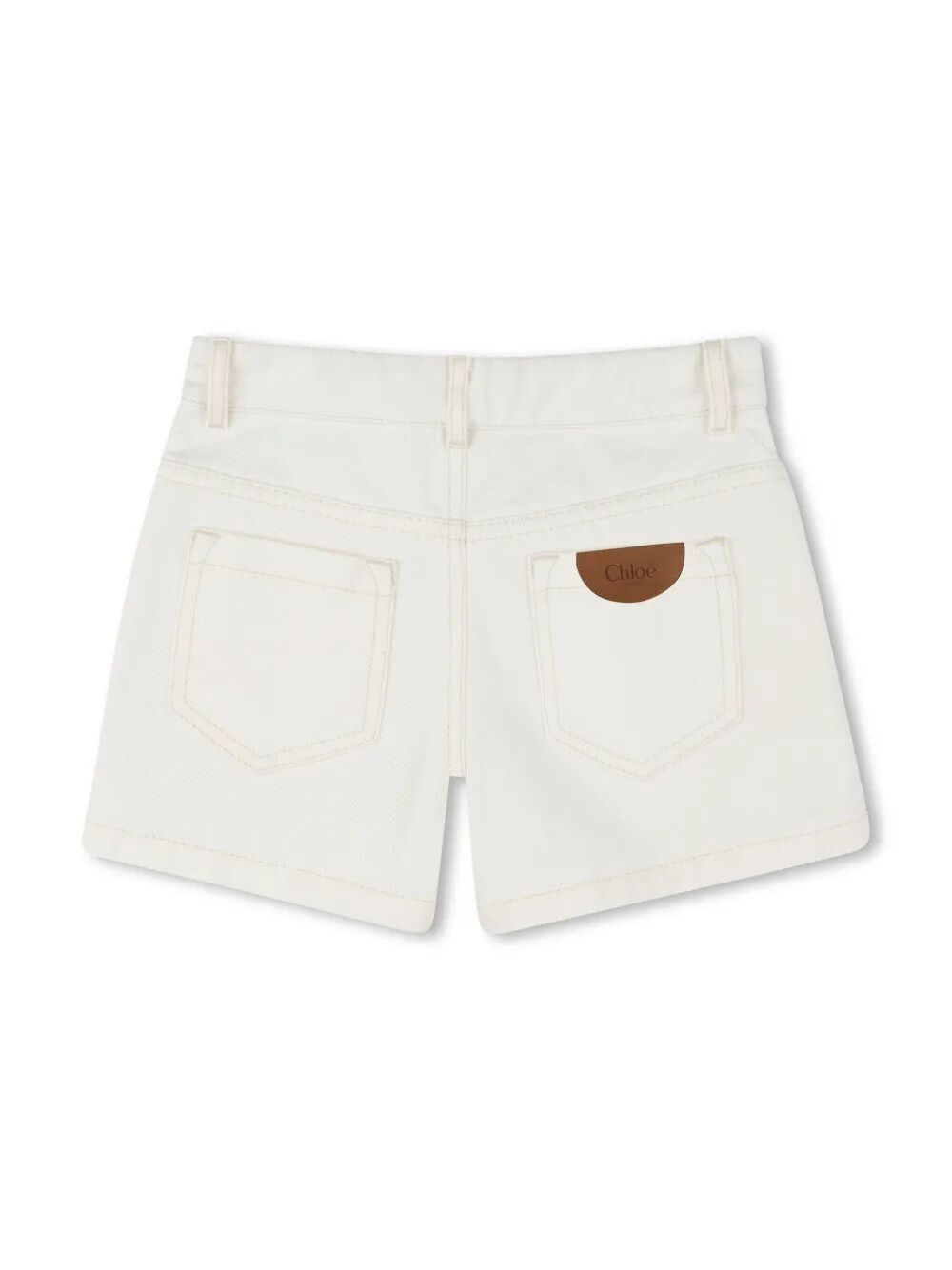 ENGRAVED BUTTONS STRAIGHT FIT DENIM SHORTS