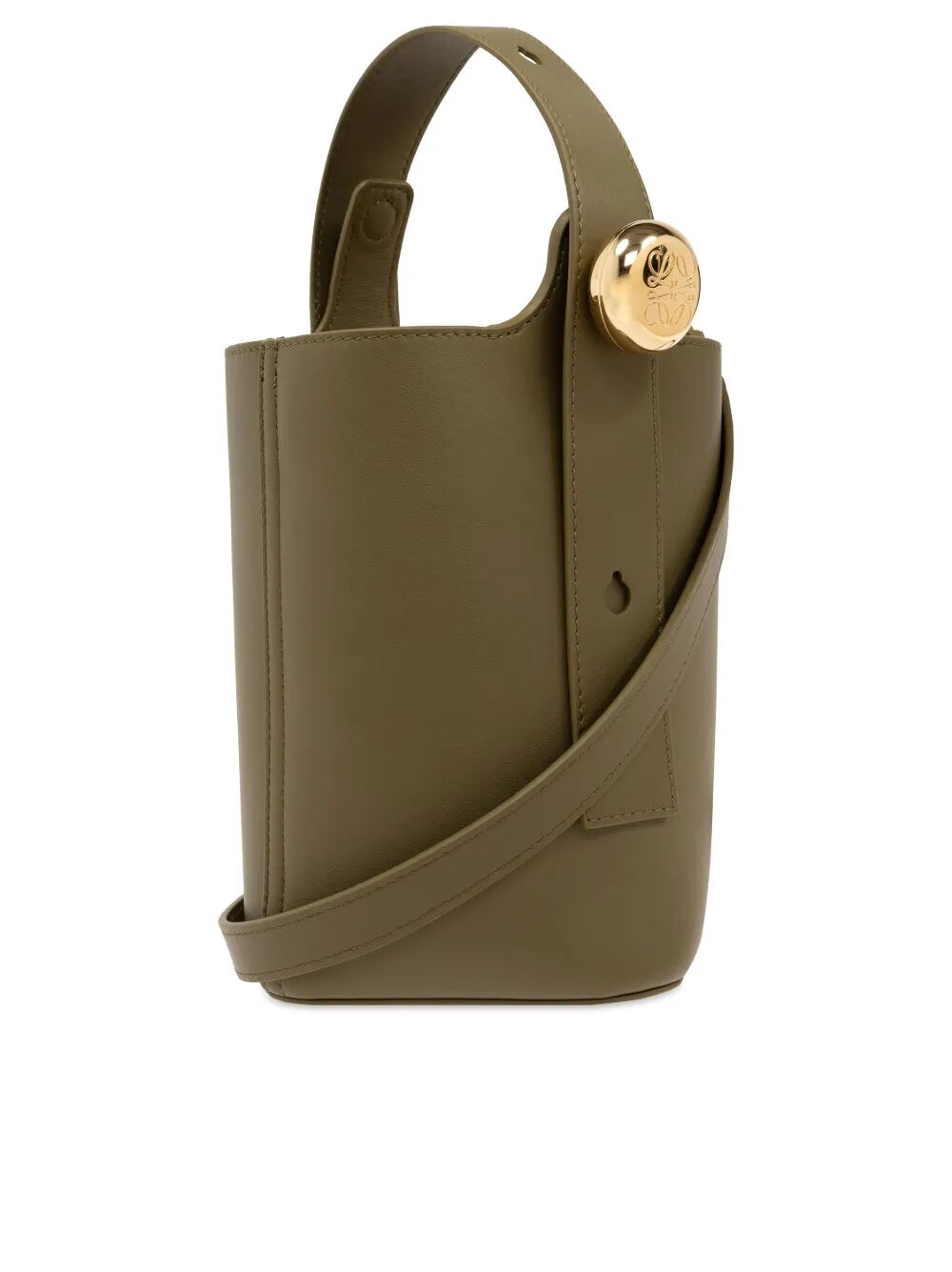 SMOOTH LEATHER MINI PEBBLE BUCKET BAG
