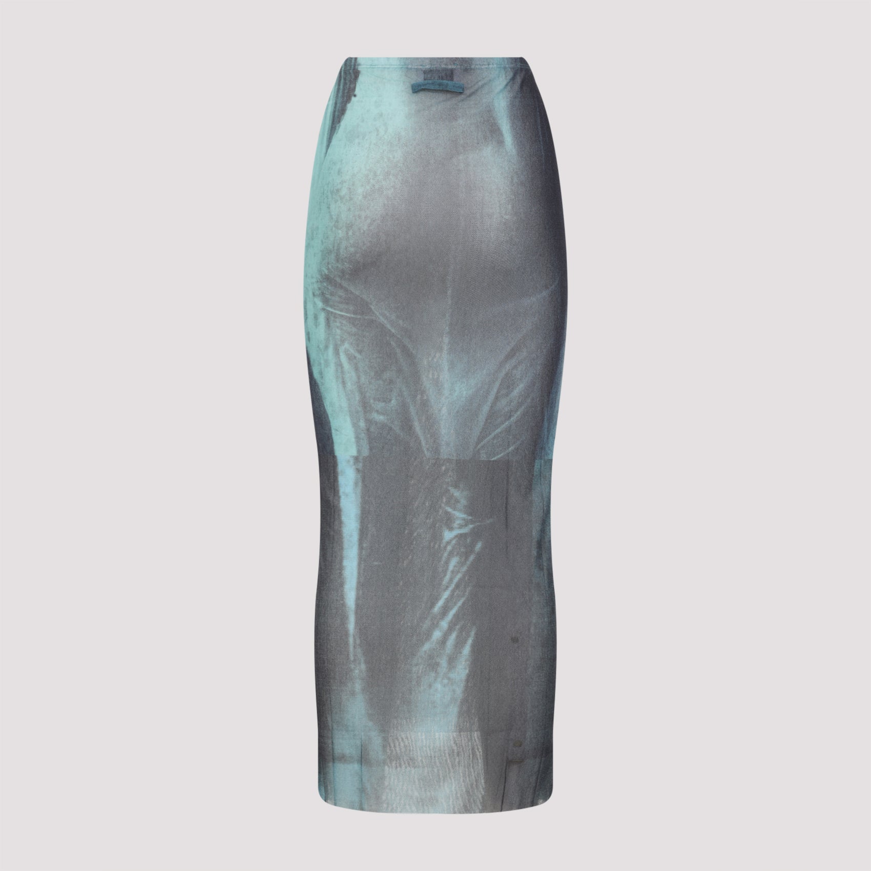 Mesh Printed "Water" Long Skirt