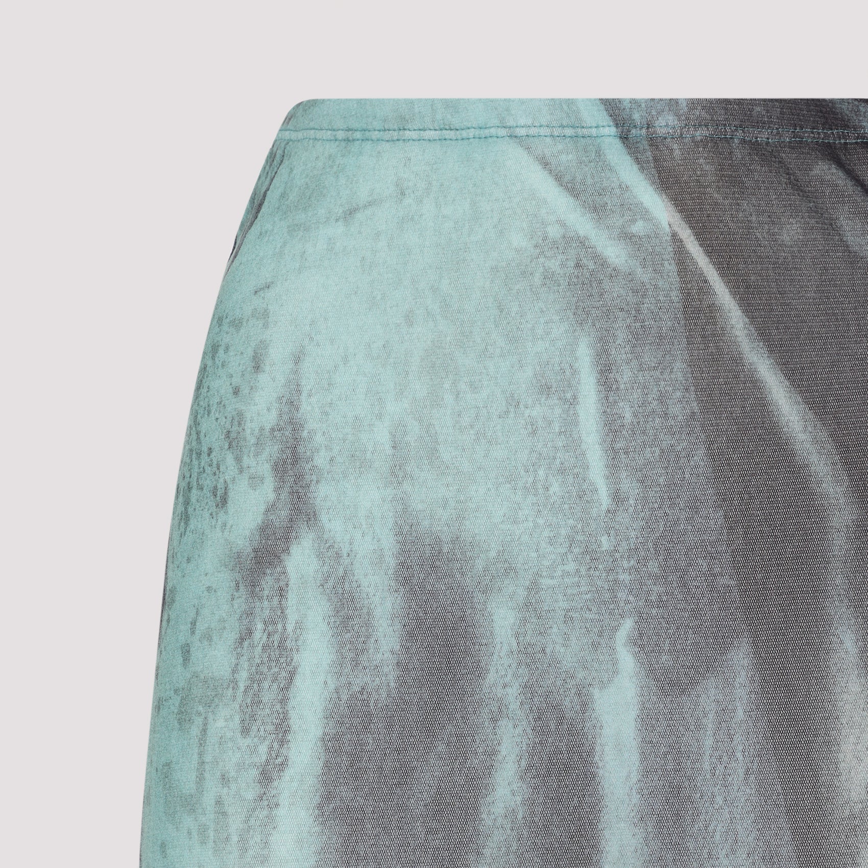 Mesh Printed "Water" Long Skirt