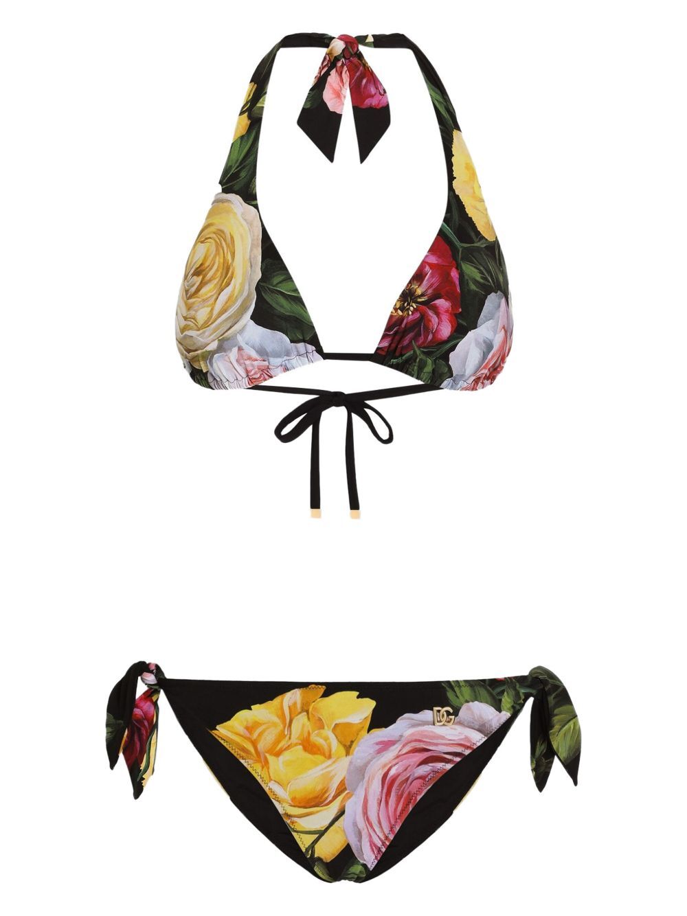 ROSE AND PEONY-PRINT PADDED TRIANGLE BIKINI