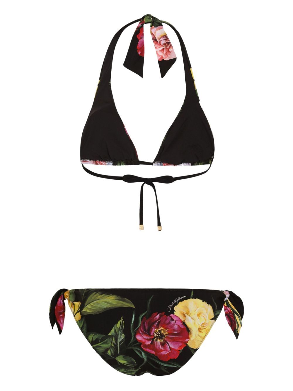ROSE AND PEONY-PRINT PADDED TRIANGLE BIKINI