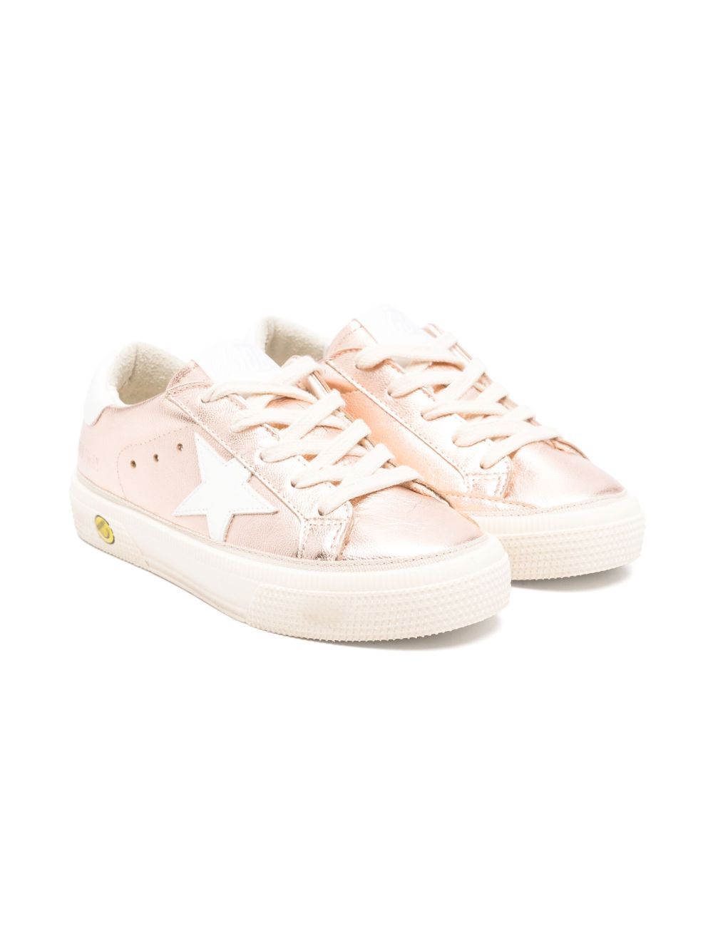 MAY LAMINATED LEATHER SNEAKERS WITH WHITE LEATHER STAR AND HEEL TAB