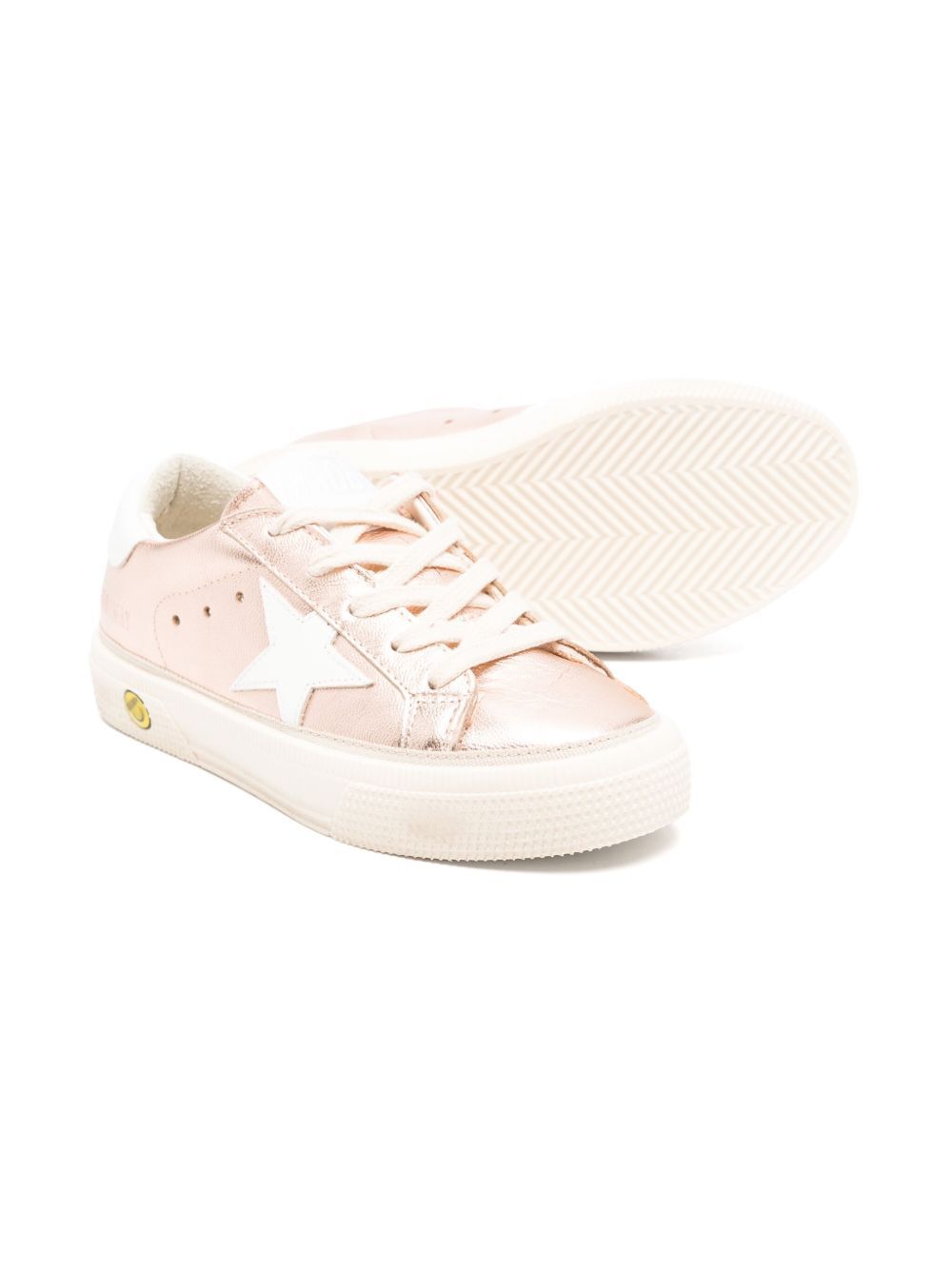 MAY LAMINATED LEATHER SNEAKERS WITH WHITE LEATHER STAR AND HEEL TAB