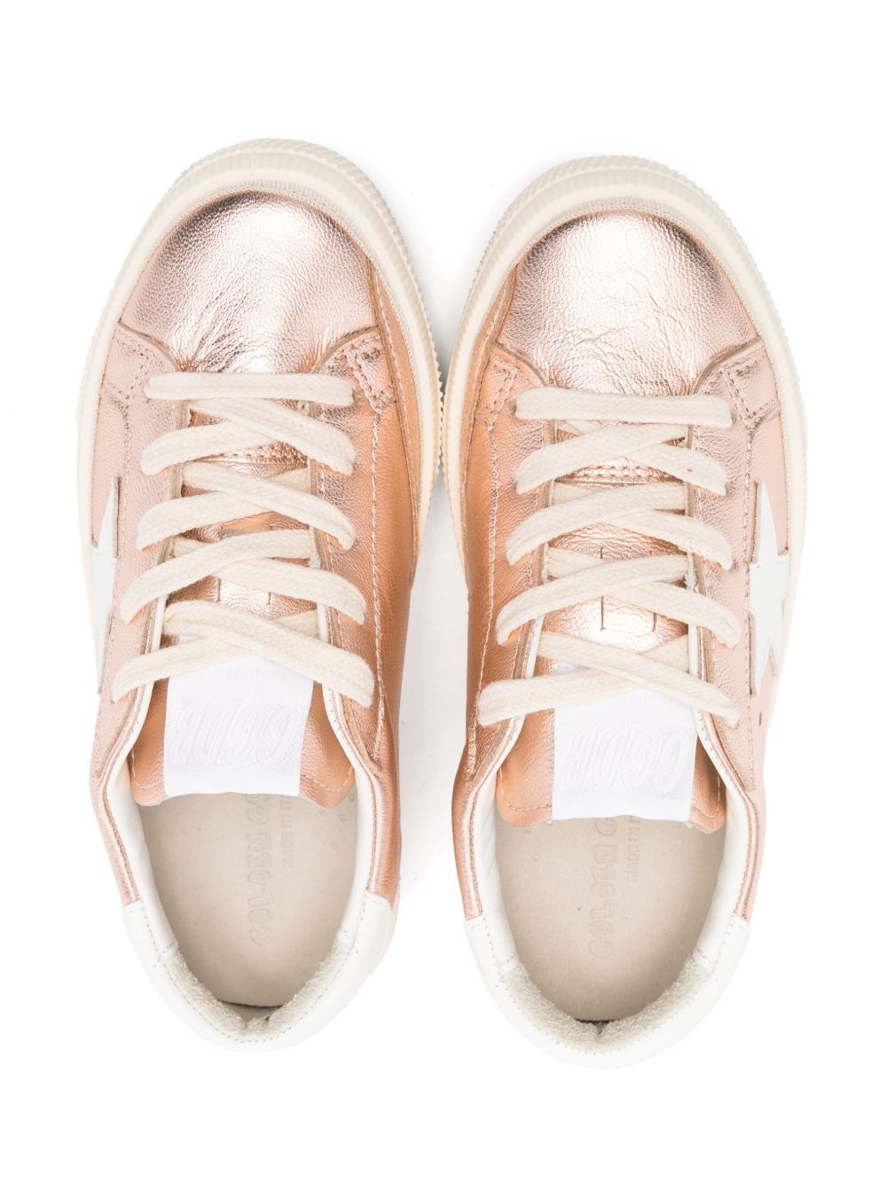 MAY LAMINATED LEATHER SNEAKERS WITH WHITE LEATHER STAR AND HEEL TAB