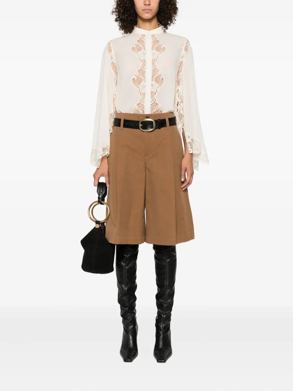 FLUID BLOUSE IN SILK GEORGETTE AND LACE