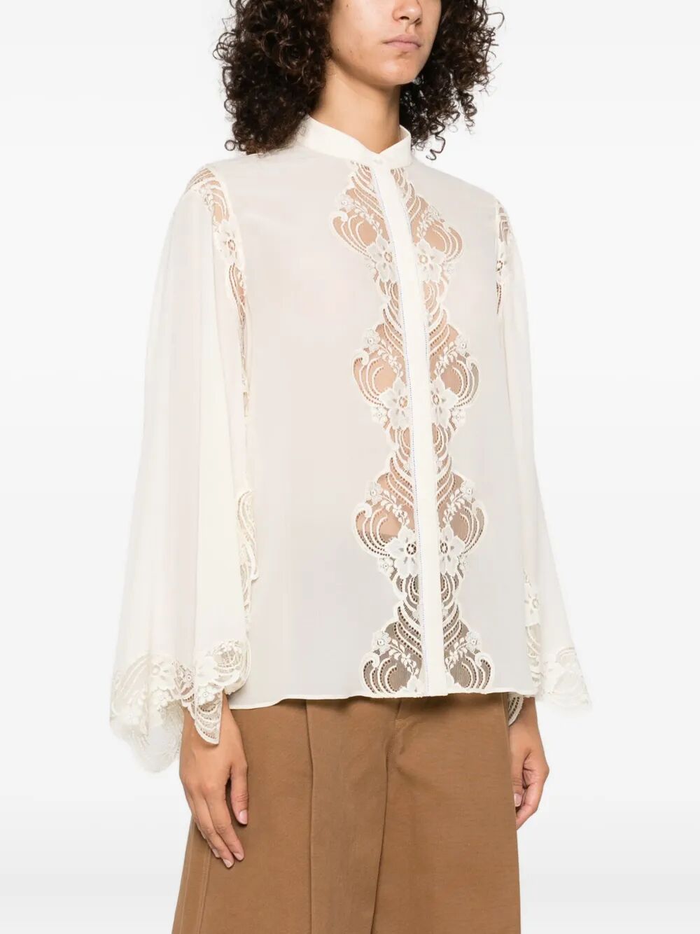 FLUID BLOUSE IN SILK GEORGETTE AND LACE
