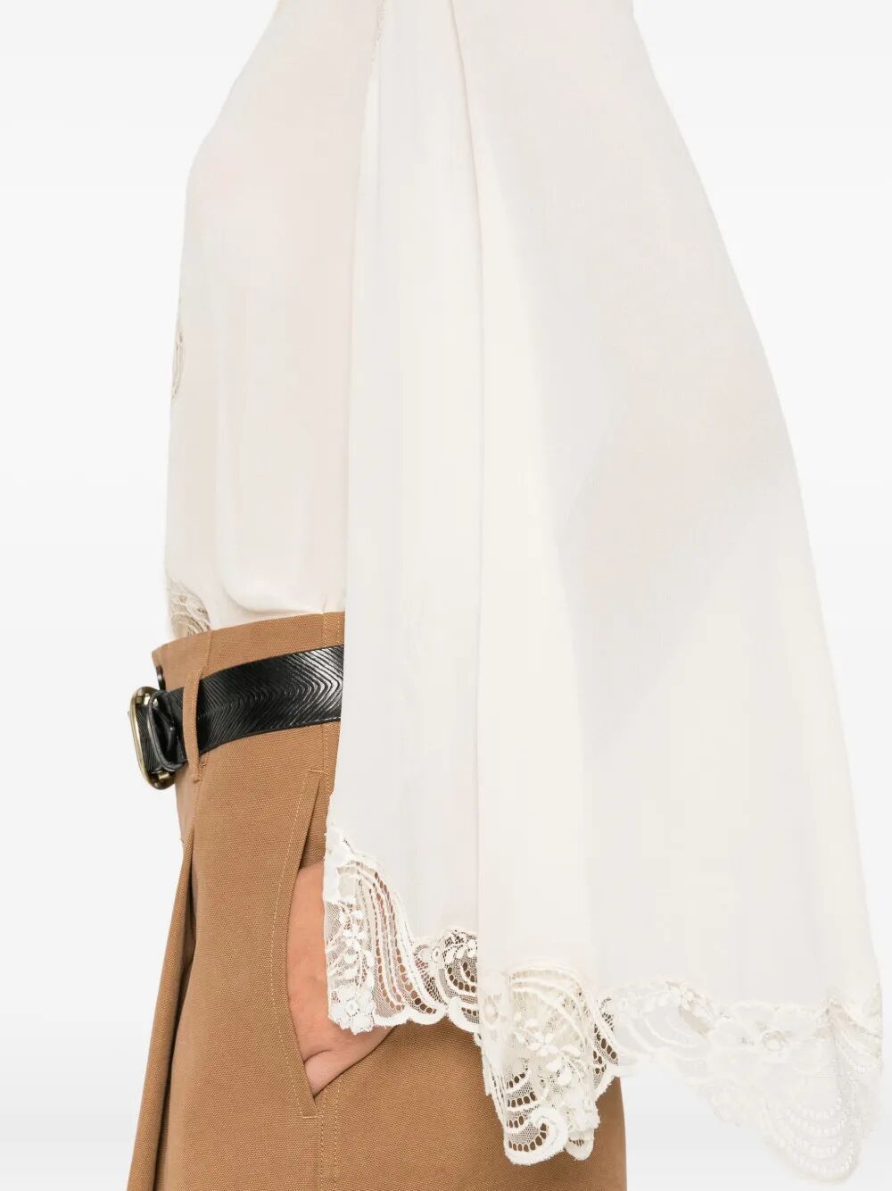 FLUID BLOUSE IN SILK GEORGETTE AND LACE