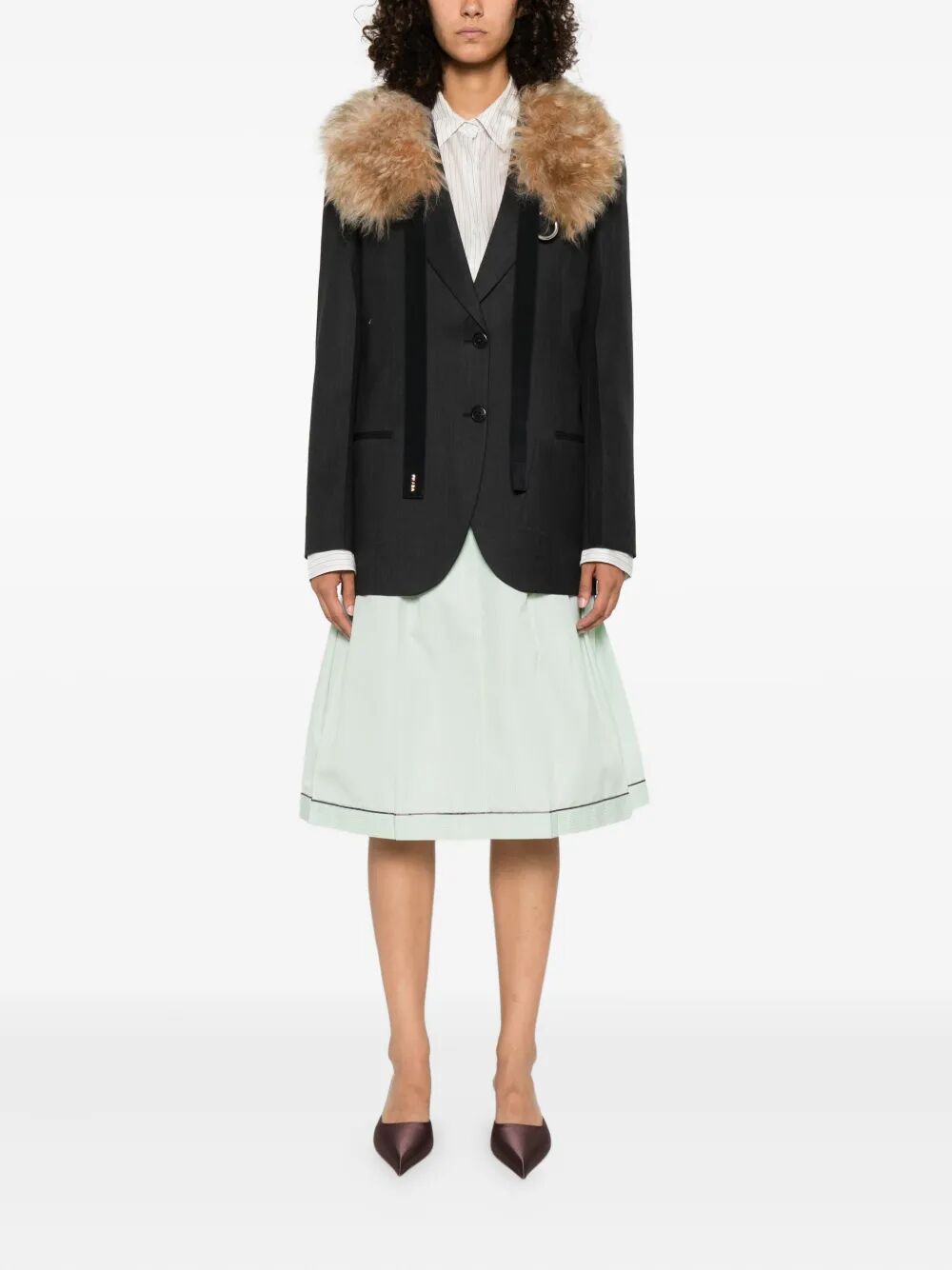 NOTCHED-LAPELS WOOL BLAZER