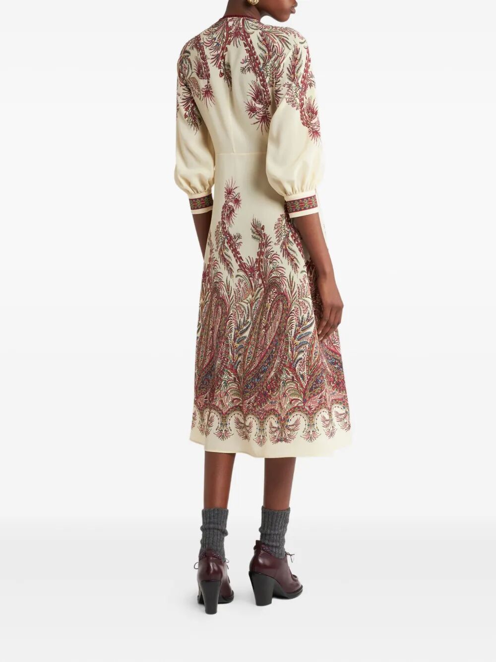 SABLE MIDI DRESS WITH FLORAL PAISLEY PRINT