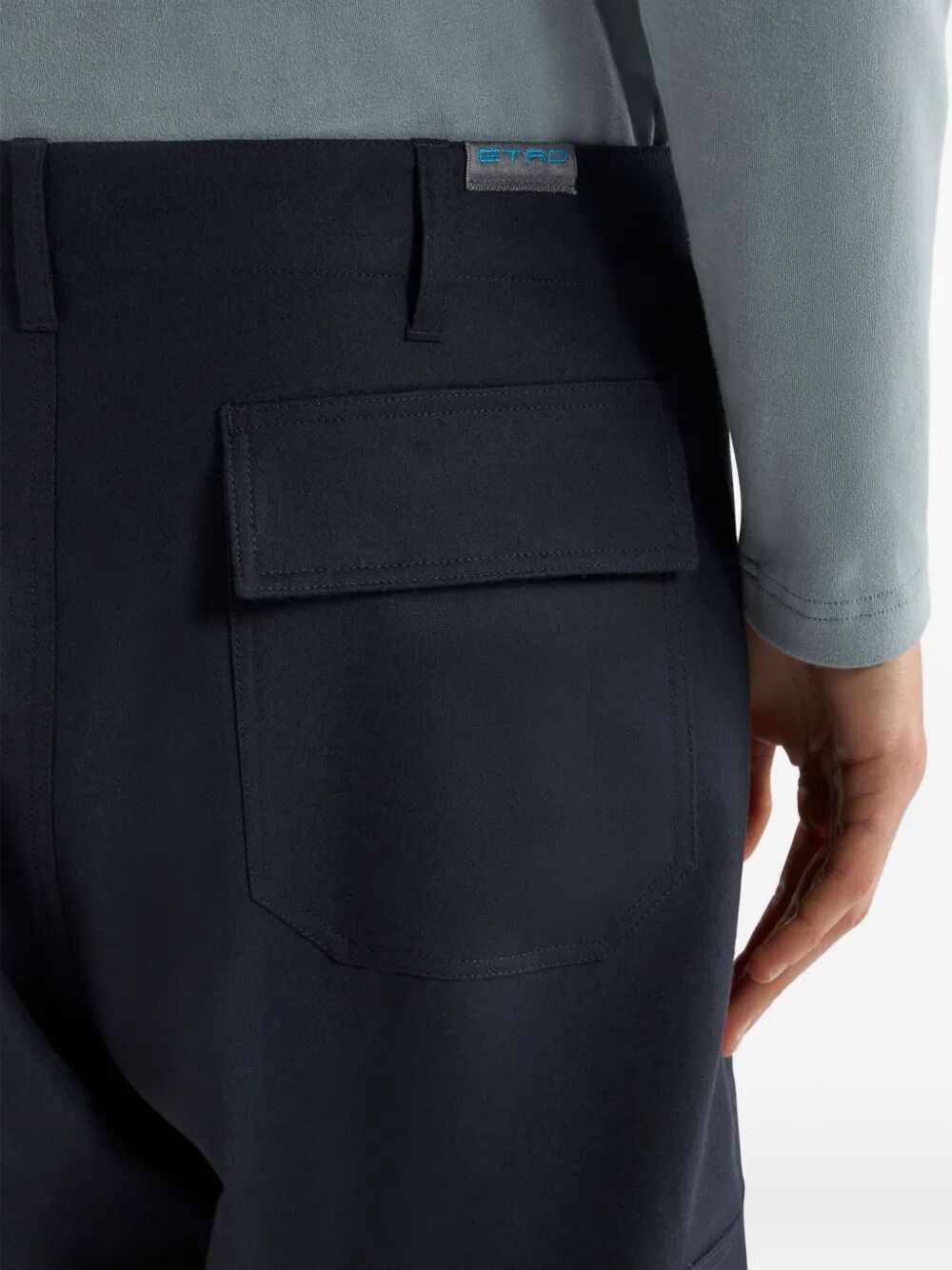 WOOL FLANNEL CARGO TROUSERS