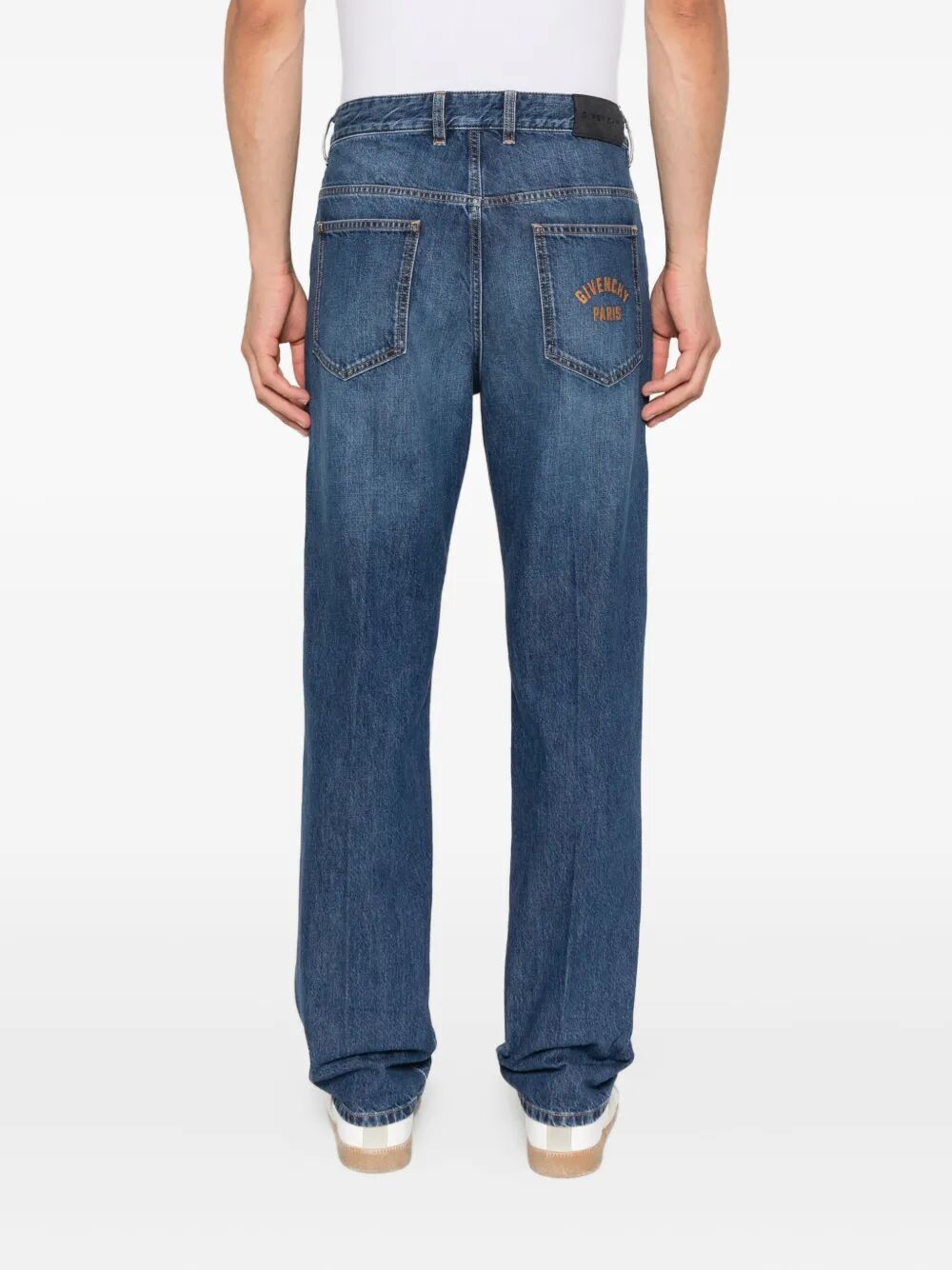 WASHED DENIM STRAIGHT JEANS