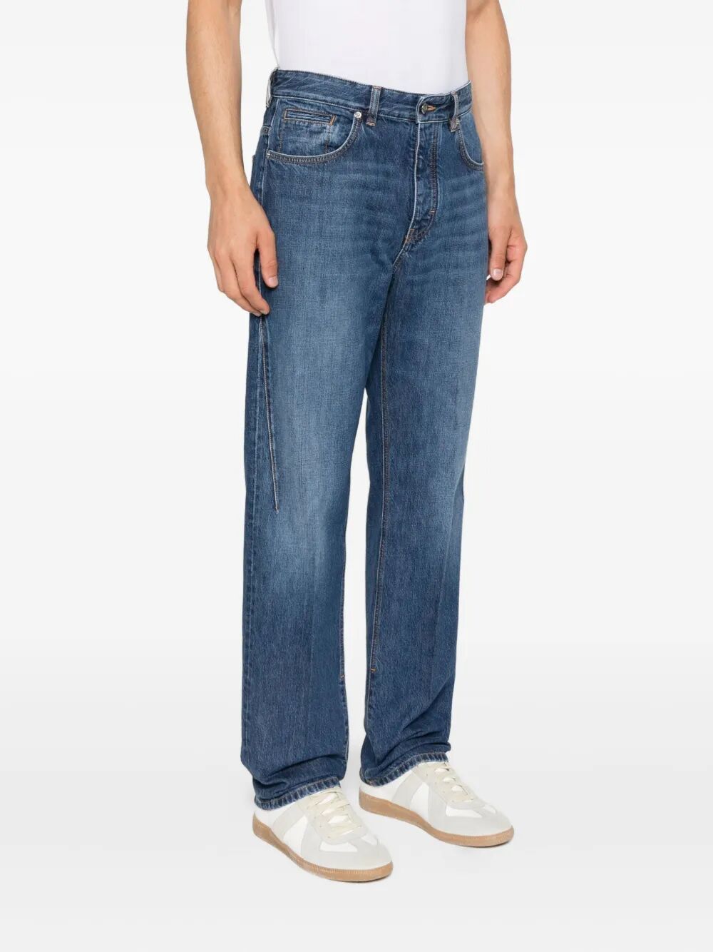 WASHED DENIM STRAIGHT JEANS