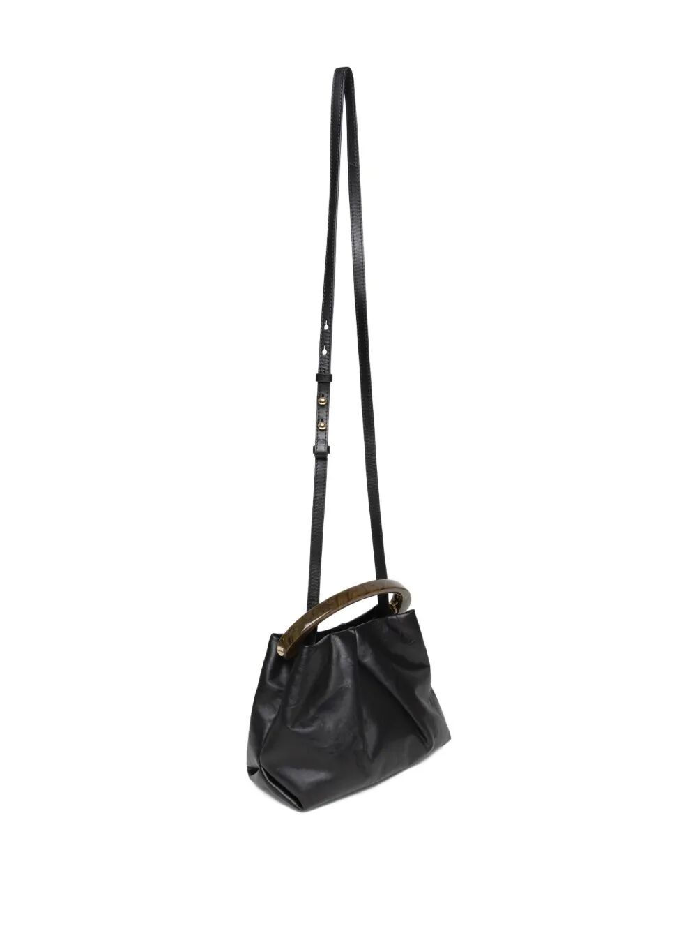 PLEATED LEATHER HANDBAG WITH RESIN TOP HANDLE