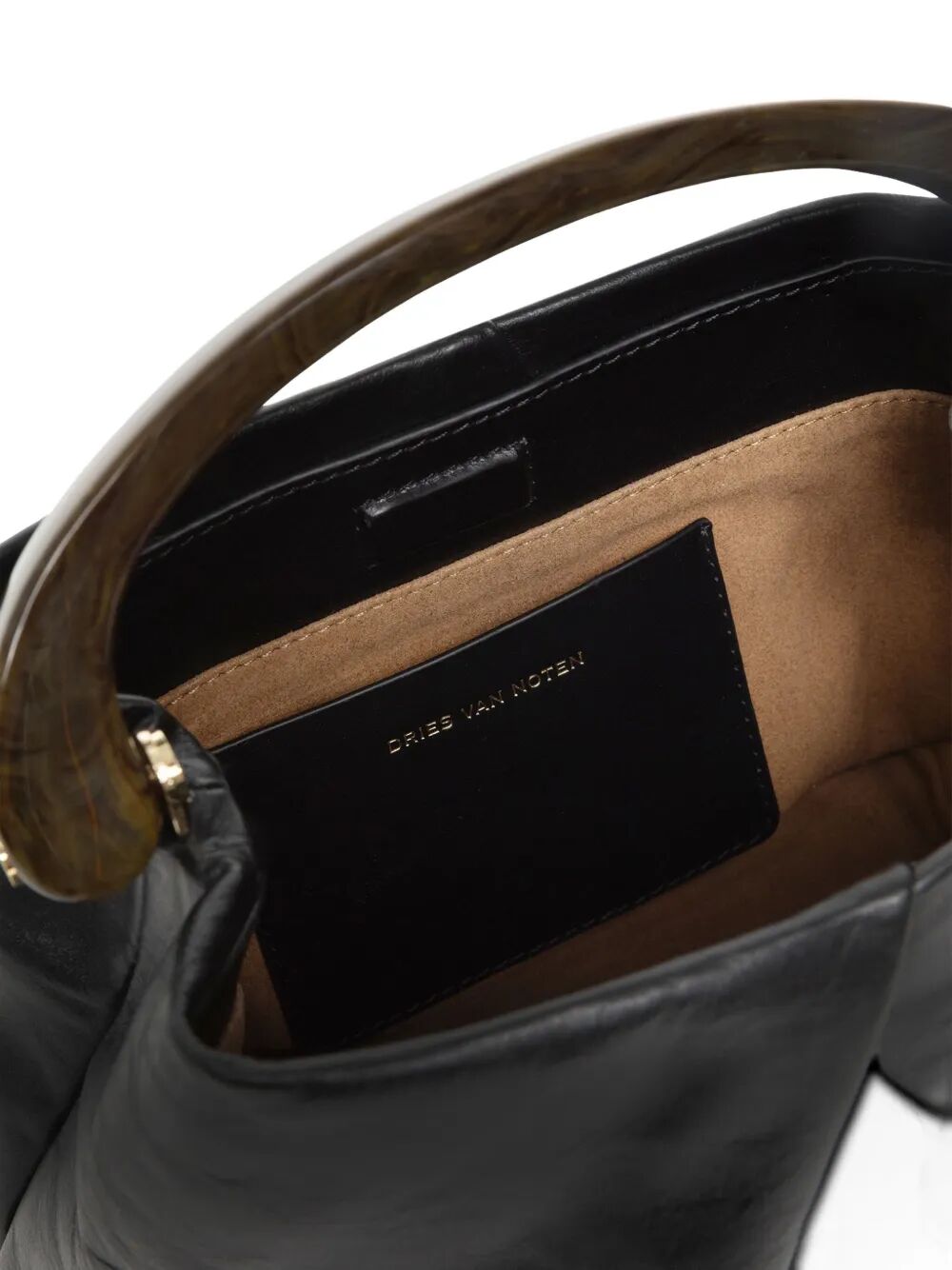 PLEATED LEATHER HANDBAG WITH RESIN TOP HANDLE