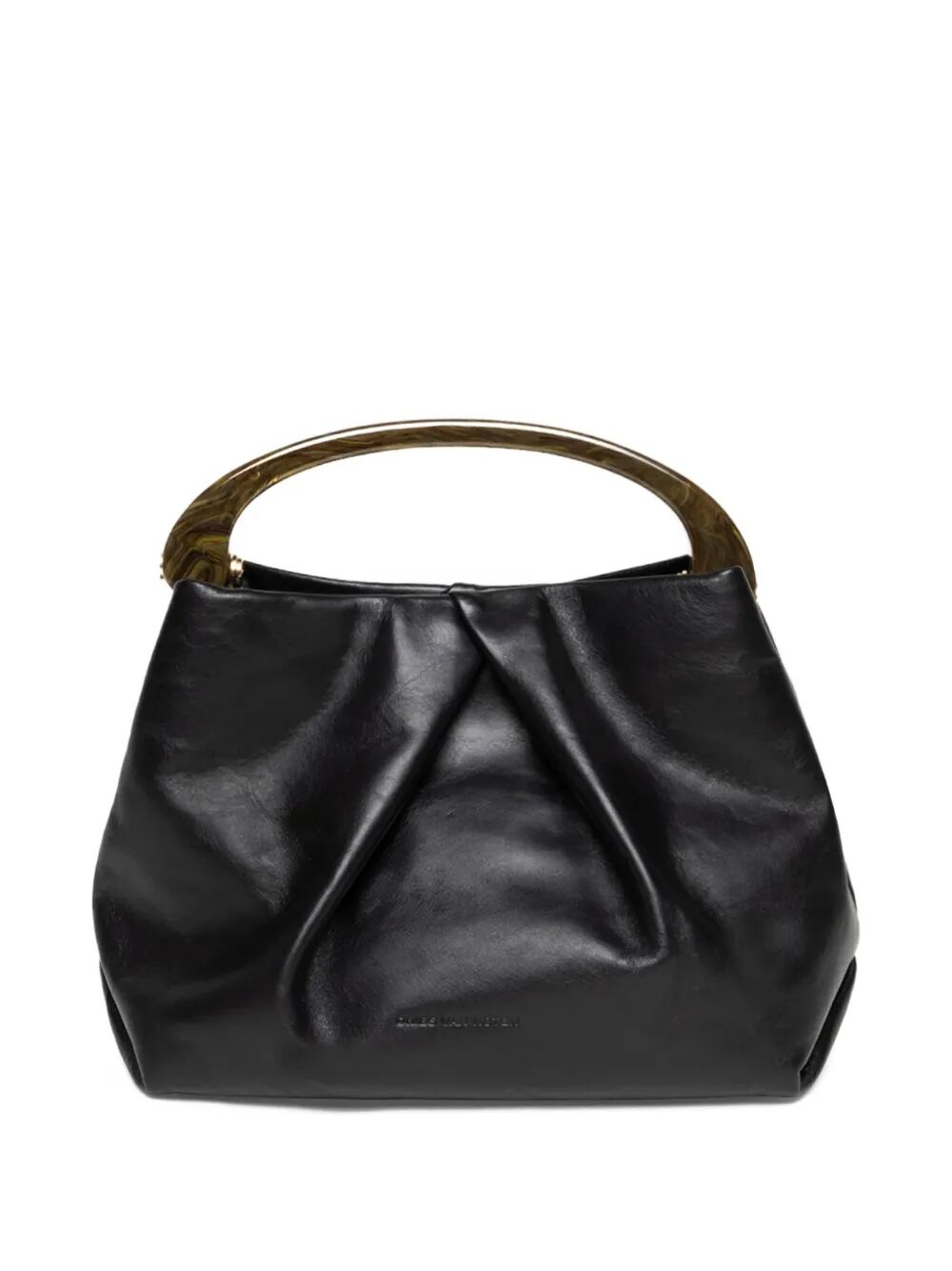 PLEATED LEATHER HANDBAG WITH RESIN TOP HANDLE