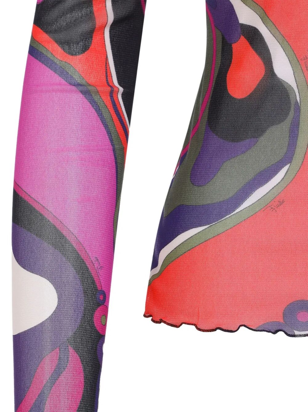 ABSTRACT-PRINT TURTLENECK SHEER TOP