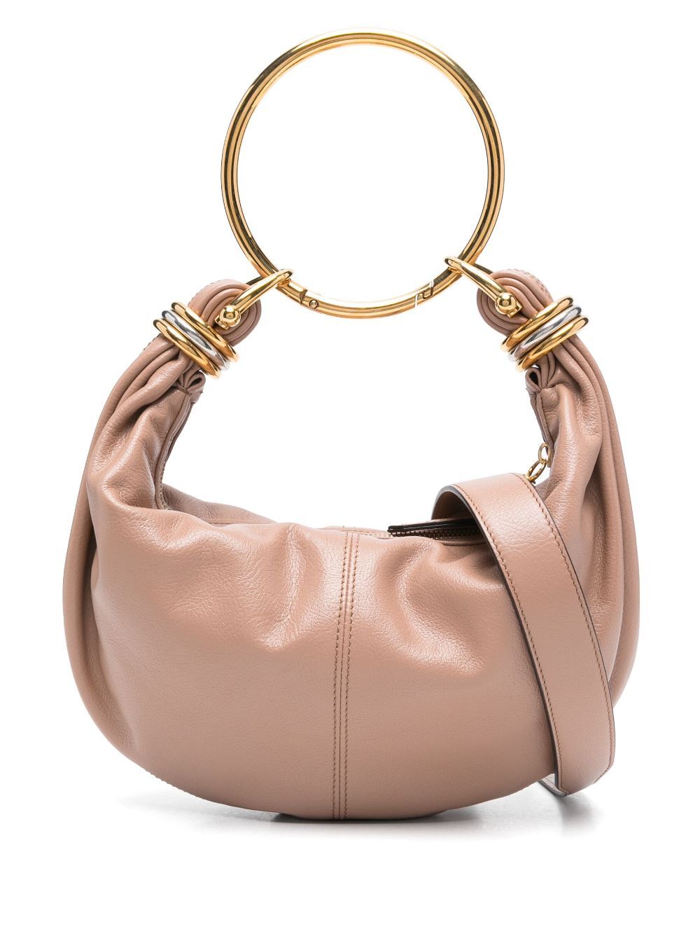 SMALL BRACELET HOBO BAG IN GRAINED LEATHER