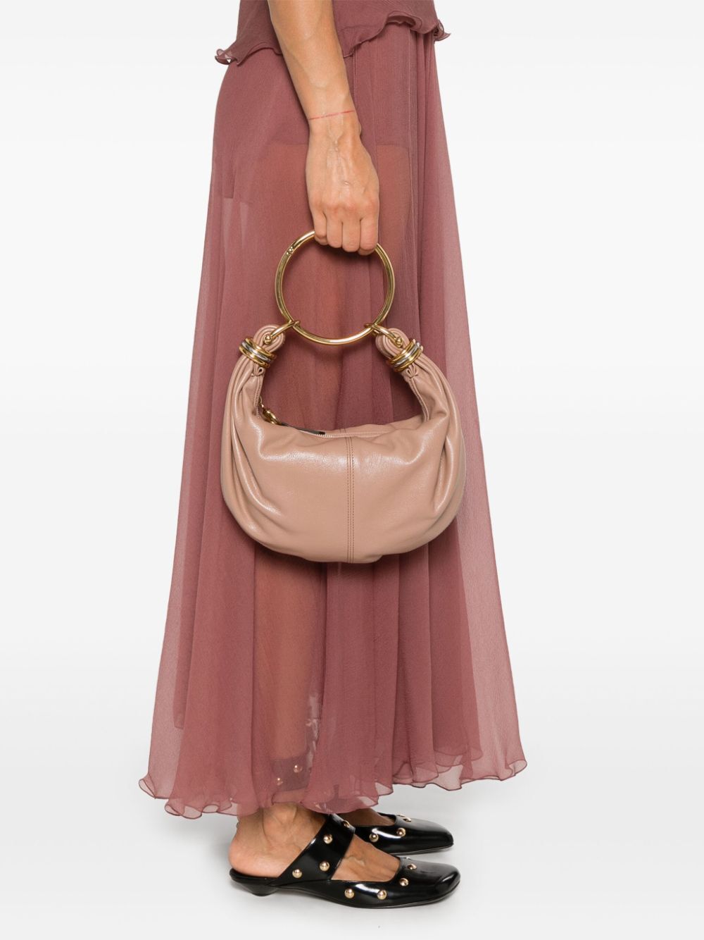 SMALL BRACELET HOBO BAG IN GRAINED LEATHER