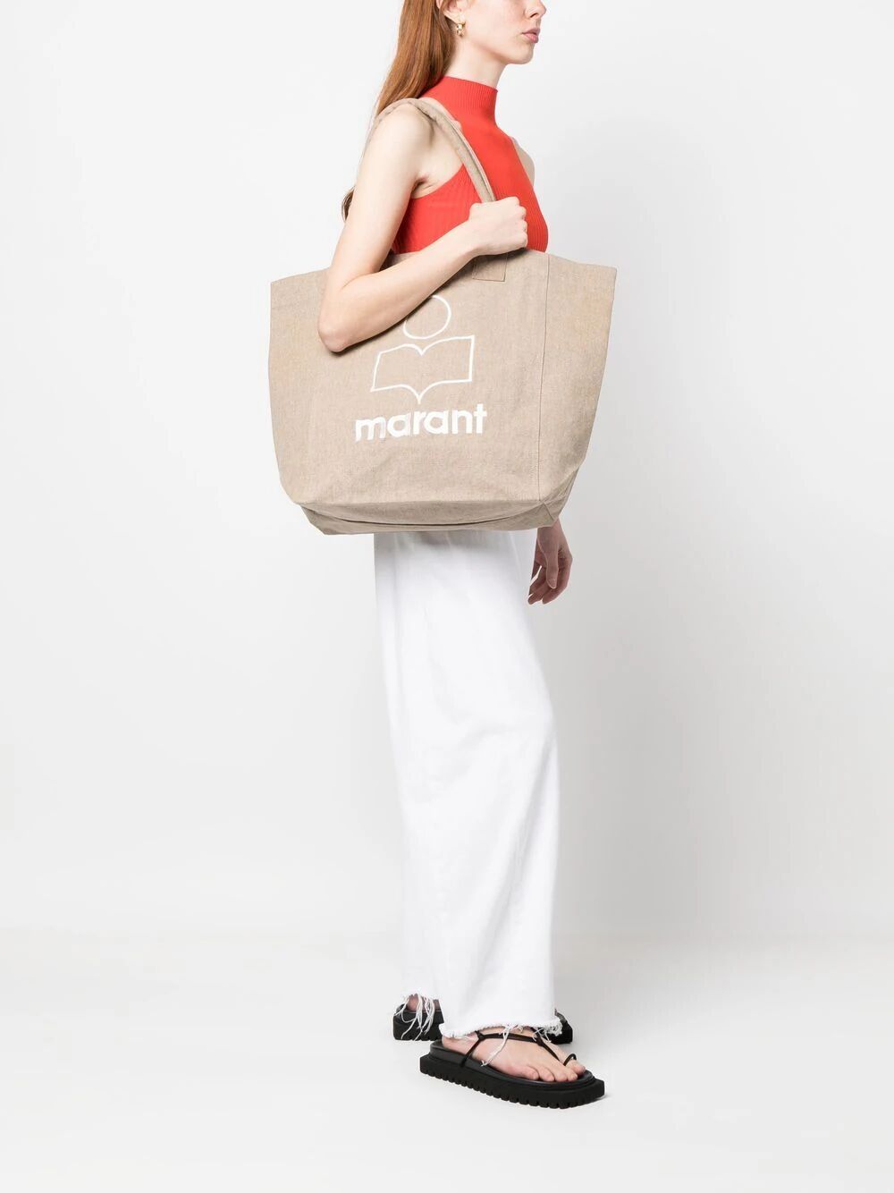 YENKY CANVAS TOTE BAG WITH EMBROIDERED LOGO