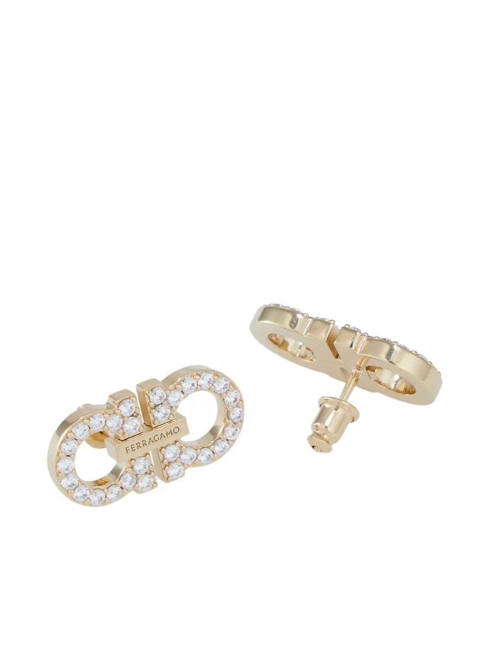 DOUBLE GANCINI CRYSTAL EMBELLISHED EARRINGS